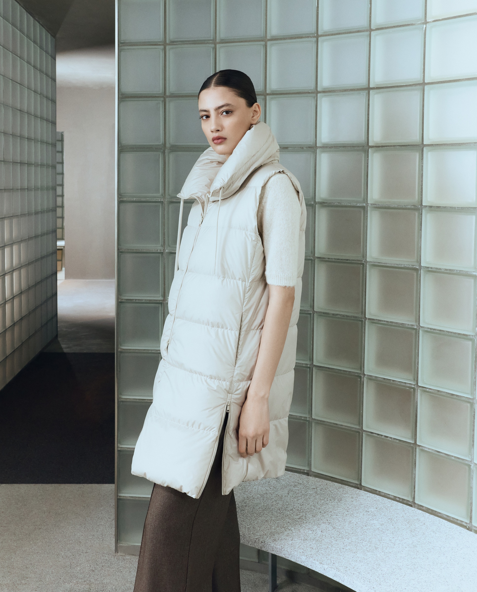 Colete Blusão Acolchoado Bege-3