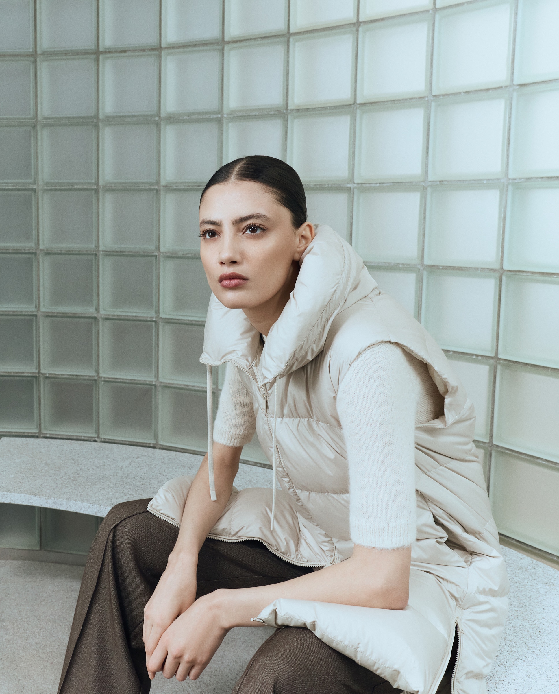 Colete Blusão Acolchoado Bege-2