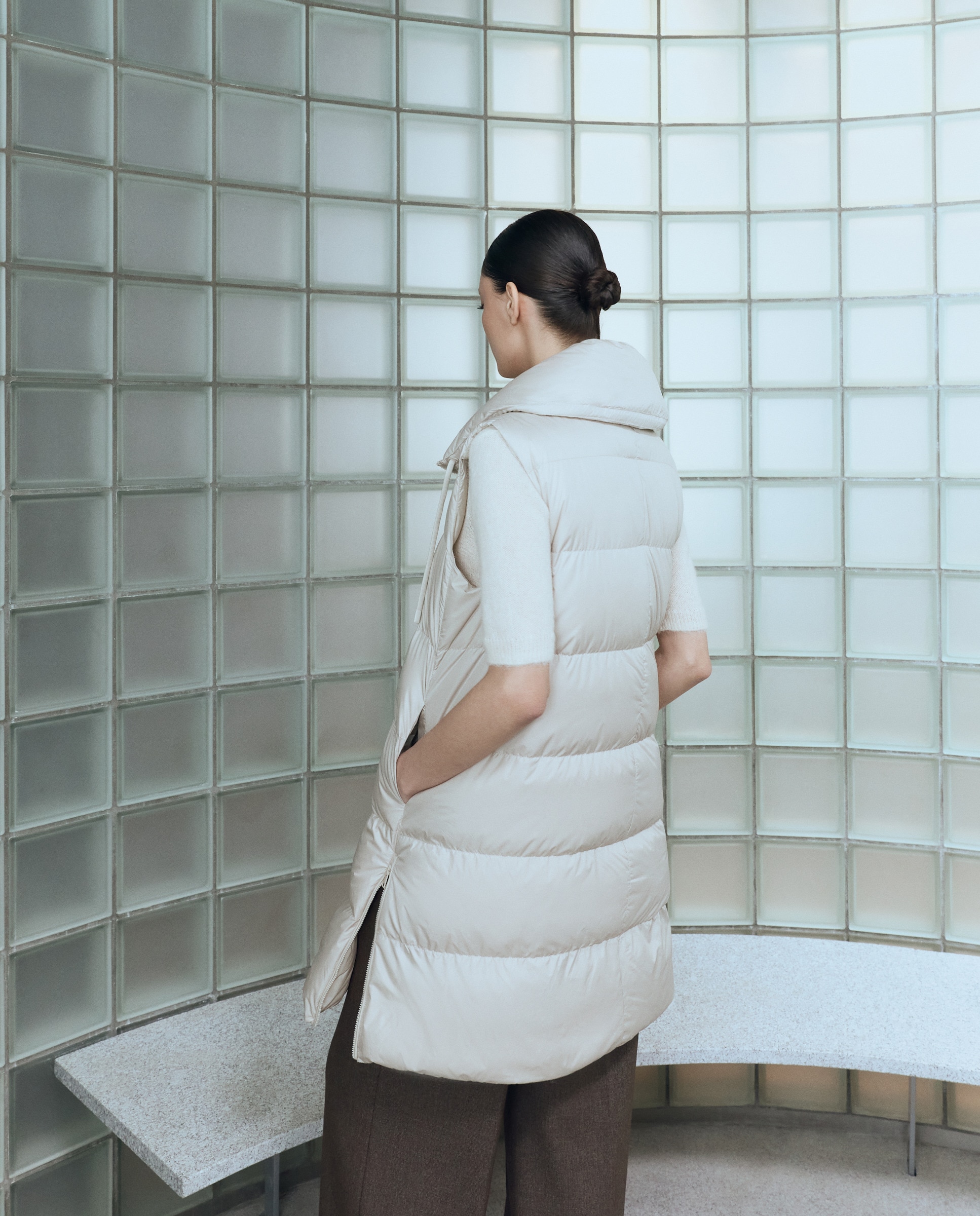 Colete Blusão Acolchoado Bege-4