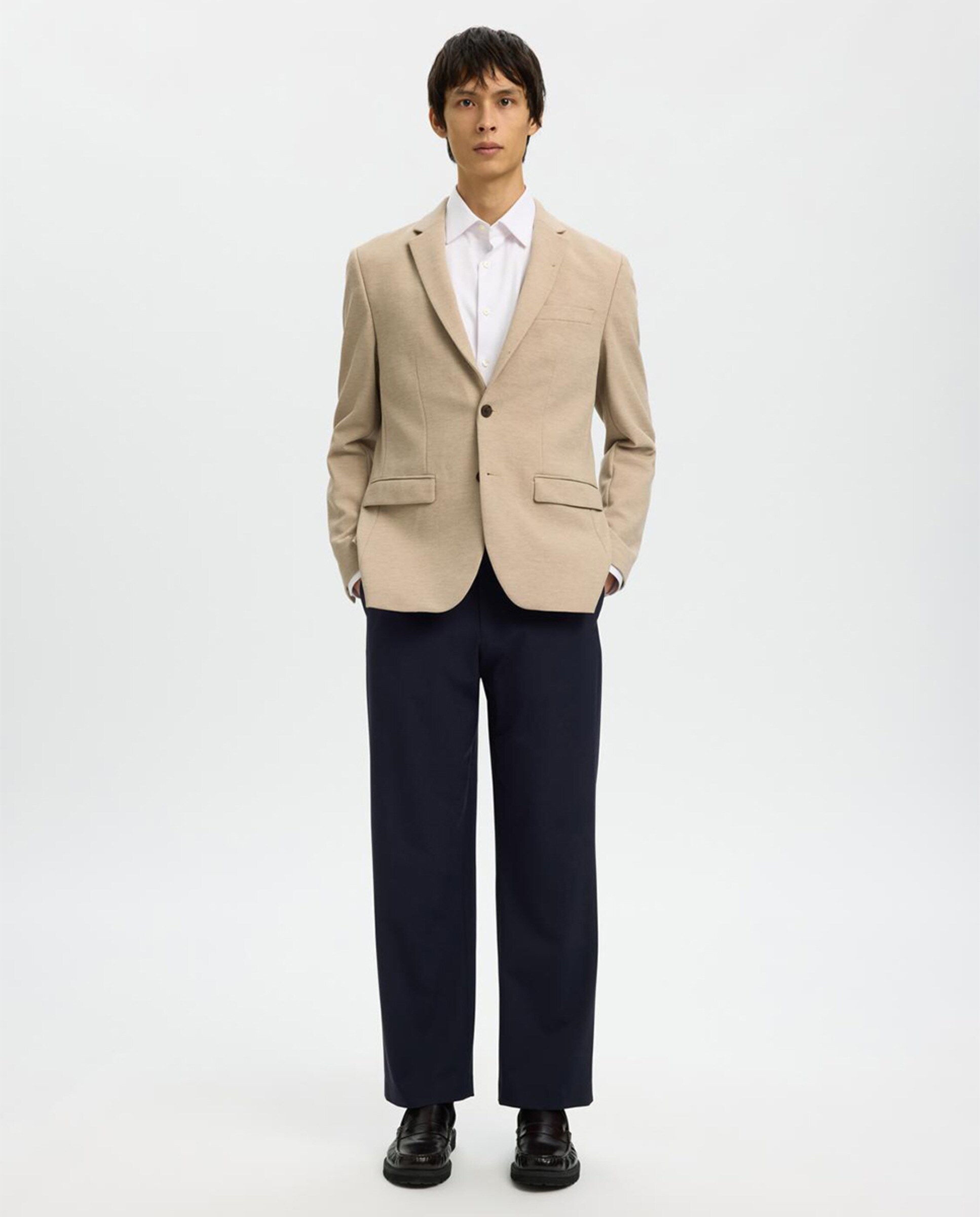 Casaco de Fato Slim Fit Bege-5