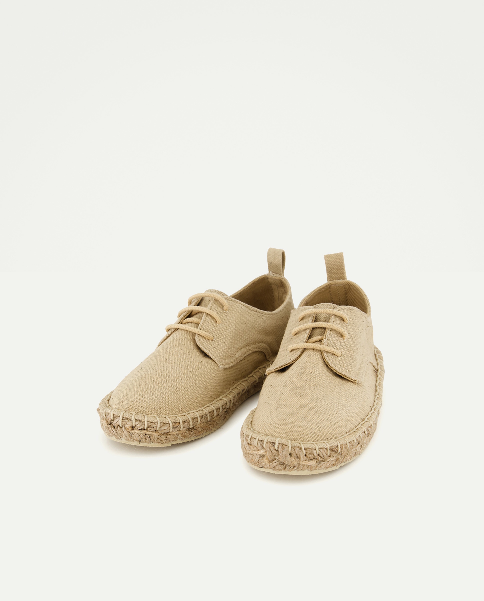 Zapato de bebés de yute con cordones efecto lavado Beige-2
