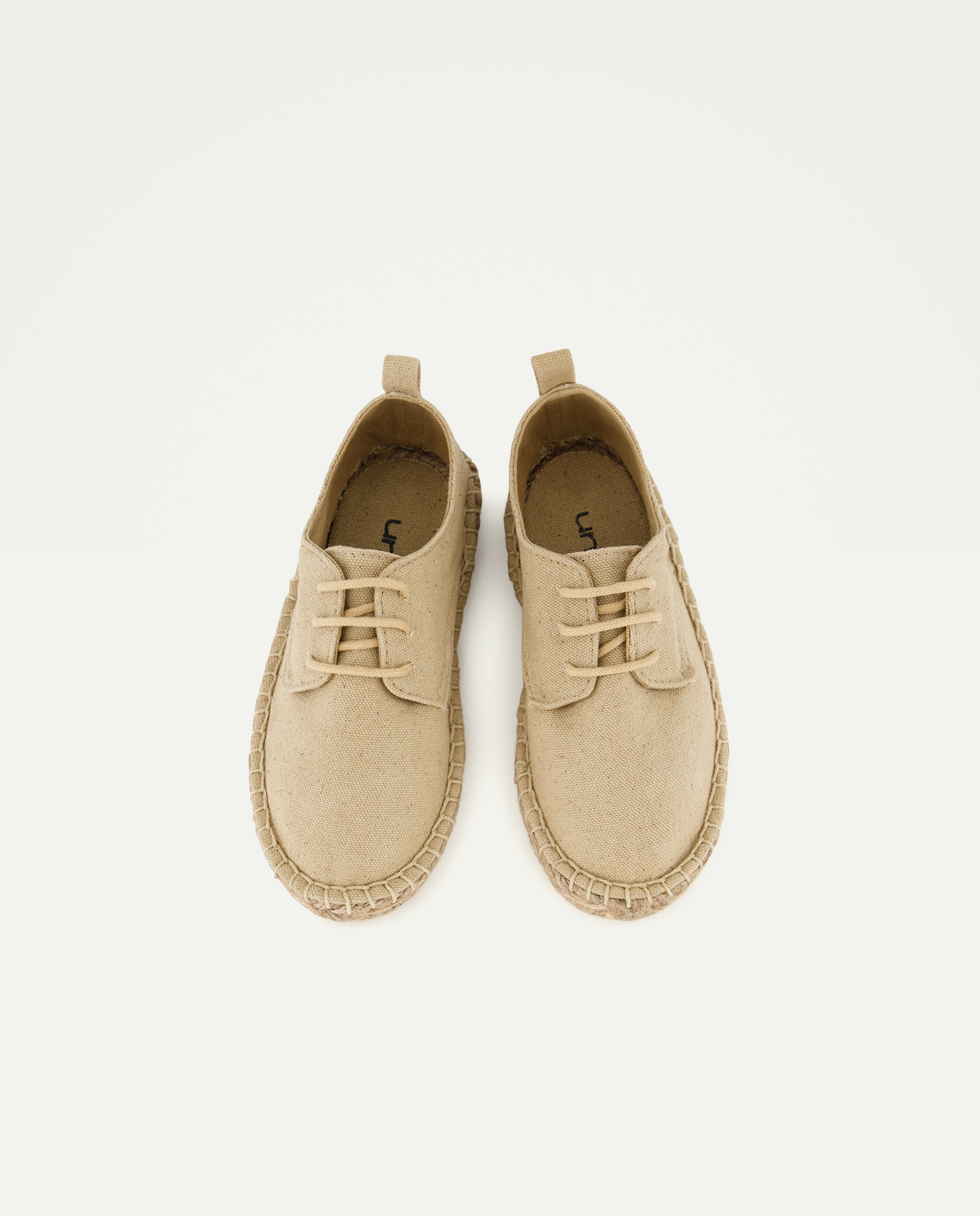 Zapato de bebés de yute con cordones efecto lavado Beige-4