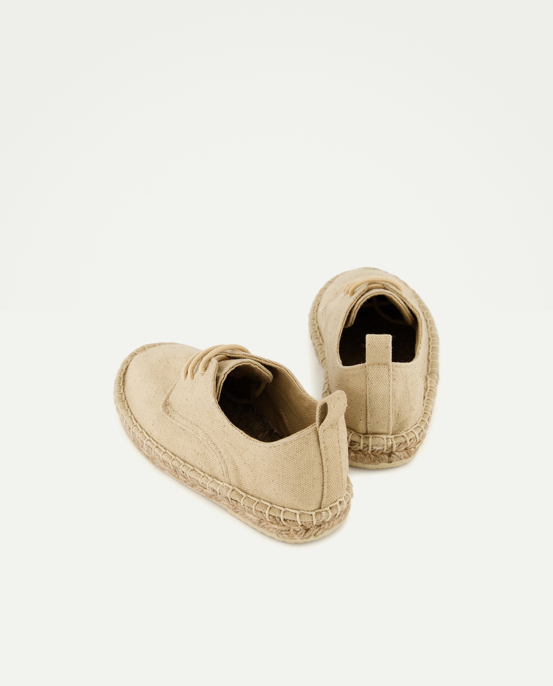 Zapato de bebés de yute con cordones efecto lavado Beige-3