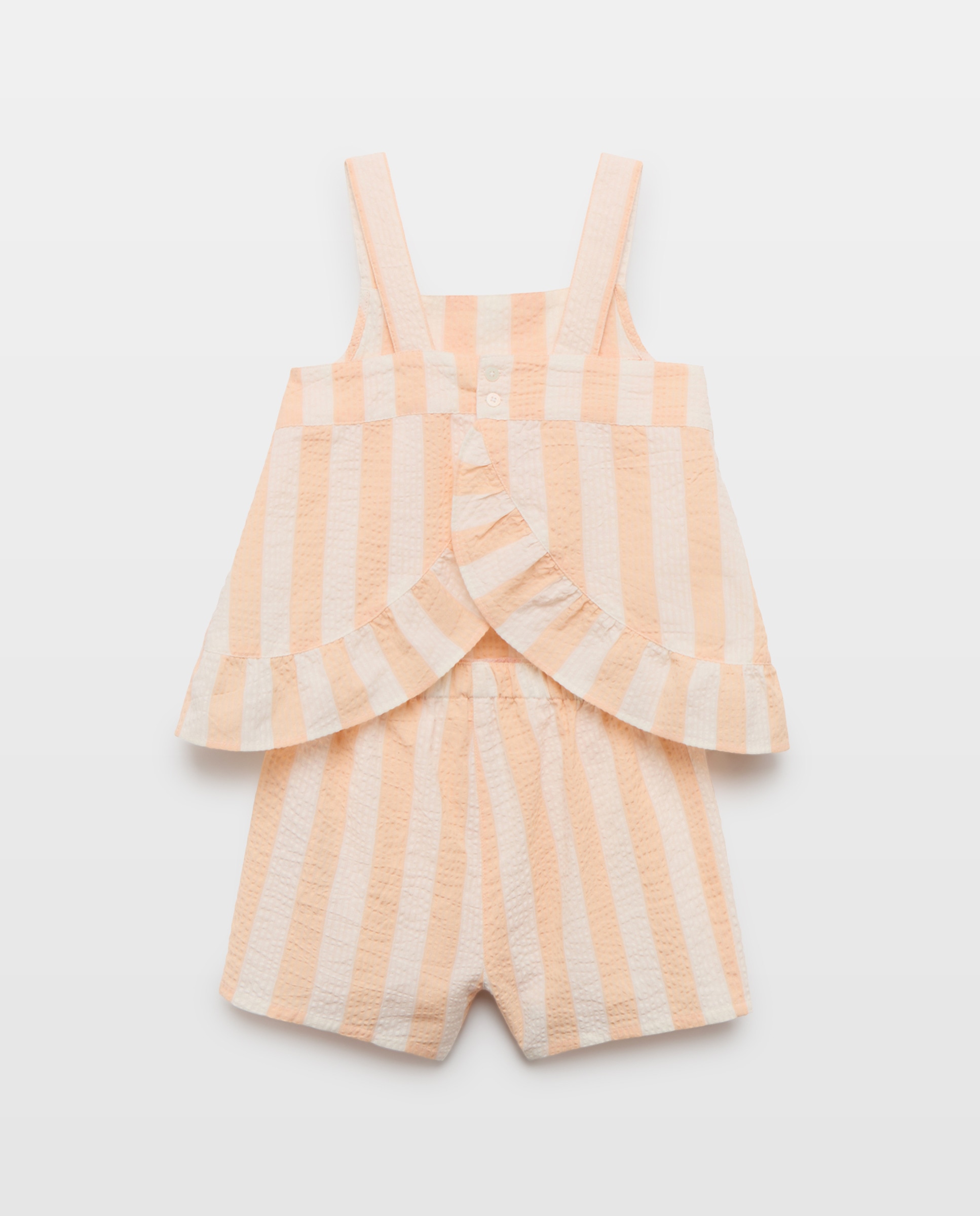 Pijama de niña de seersucker corto 630 Coral-2