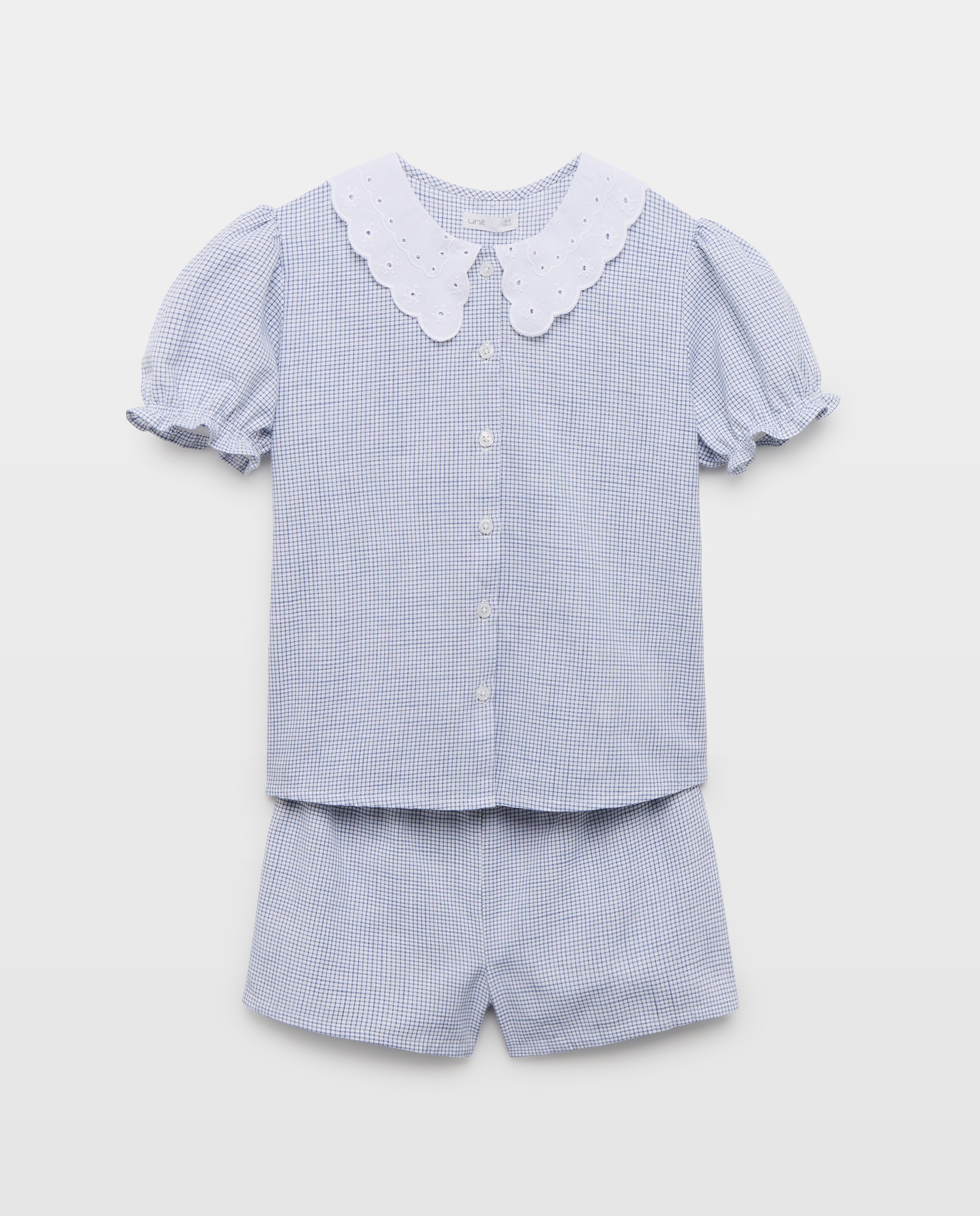 Imagen 0 de Pijama de niña de popelin corto con cuello