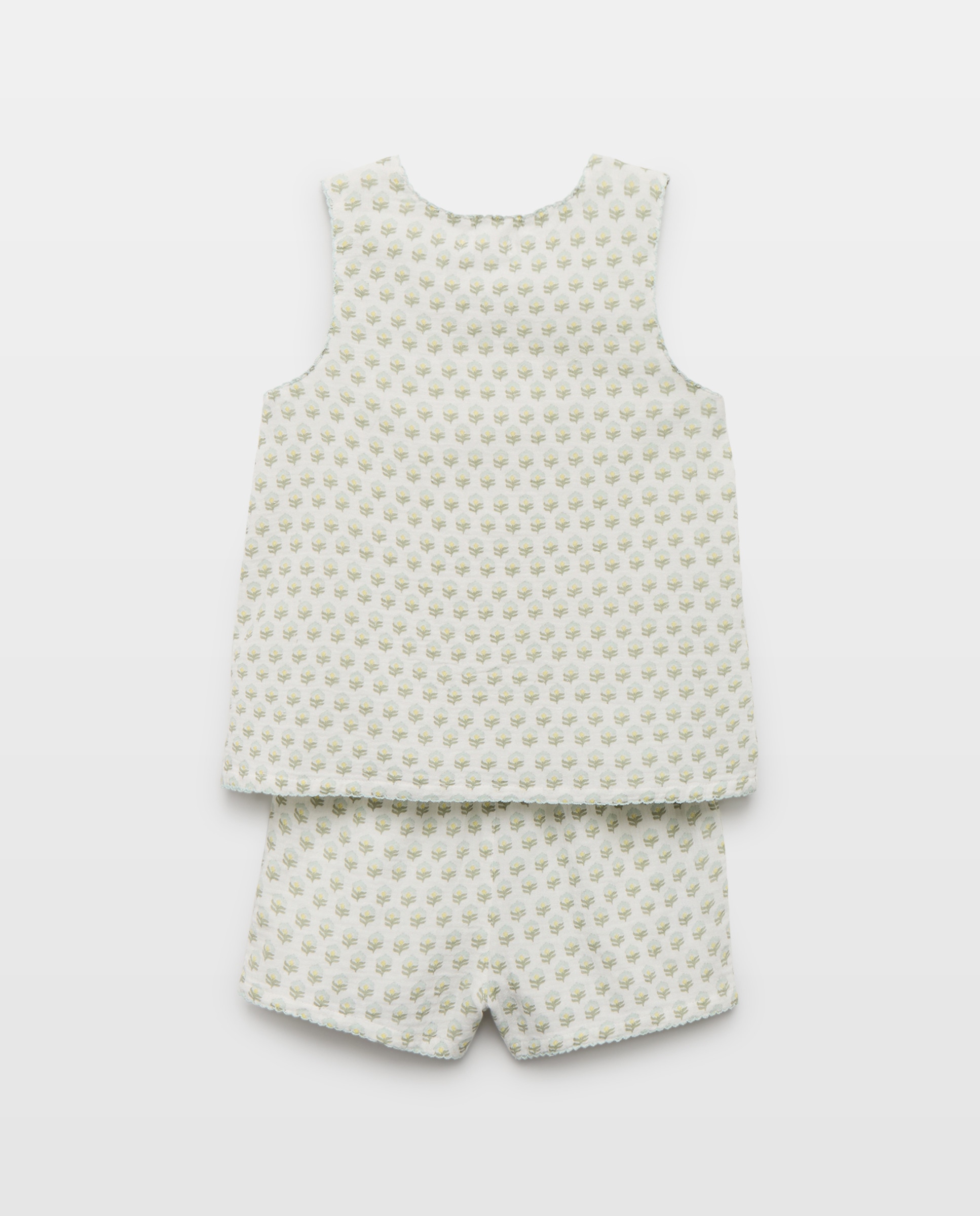 Pijama de niña de gasa corto estampado Blanco roto-2