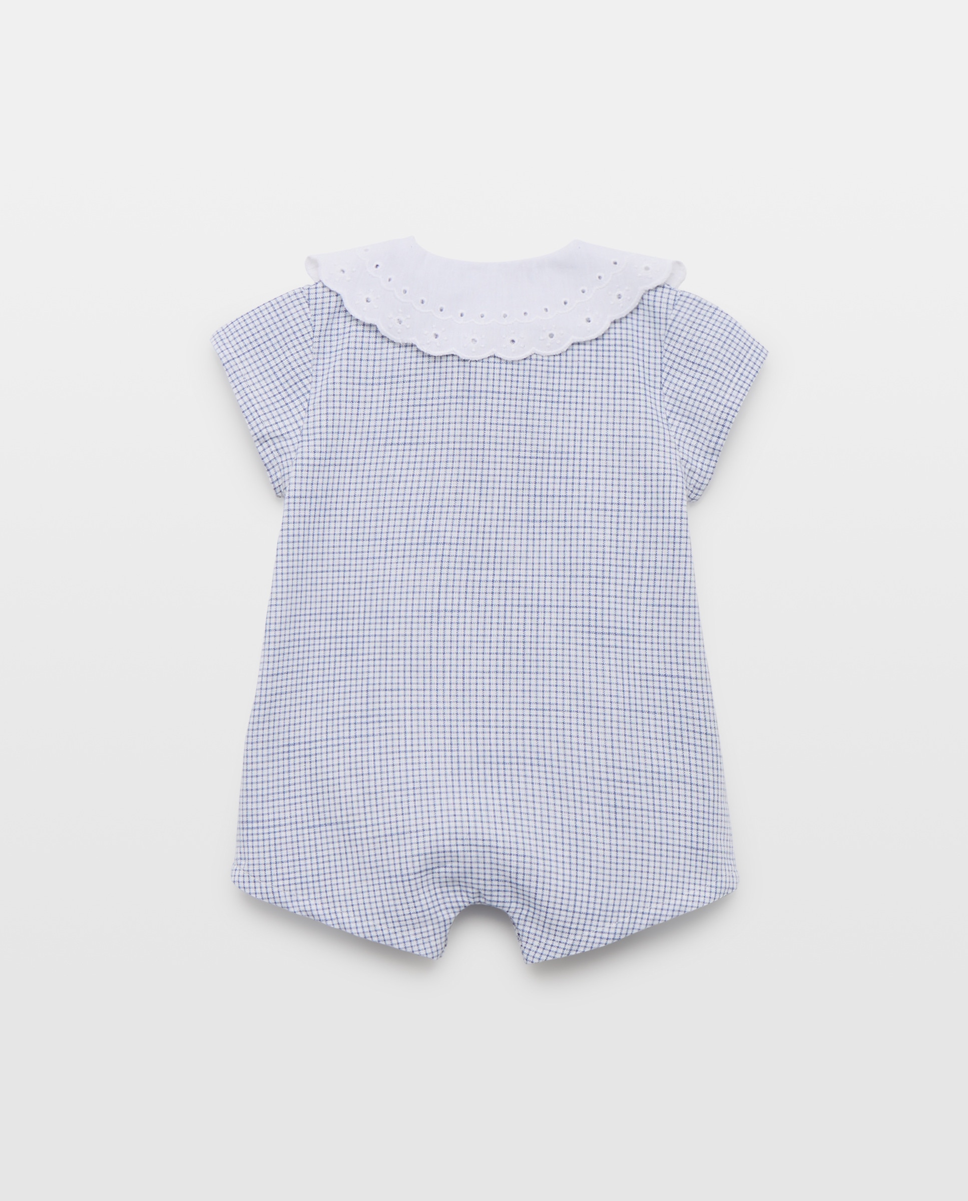Pijama de bebé de popelin corto con cuello 400 Azul-2