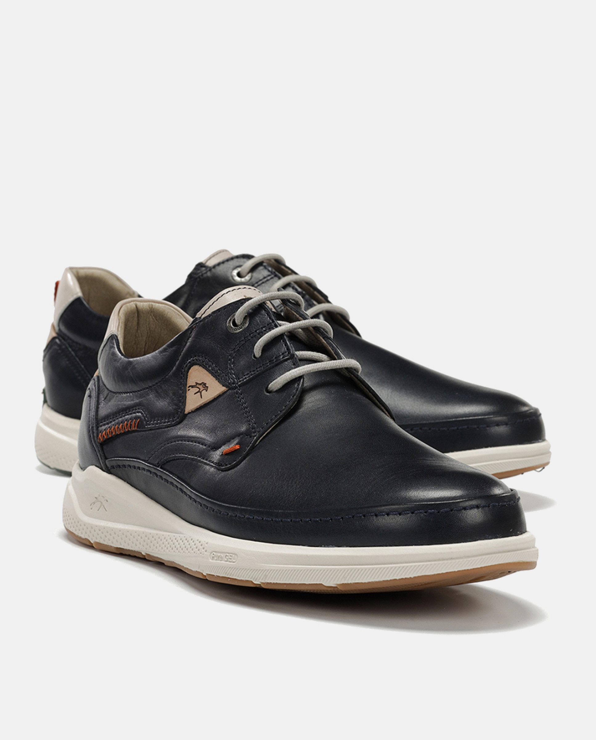 Bluchers em Pele com Sola Ligeira Azul-marinho-7