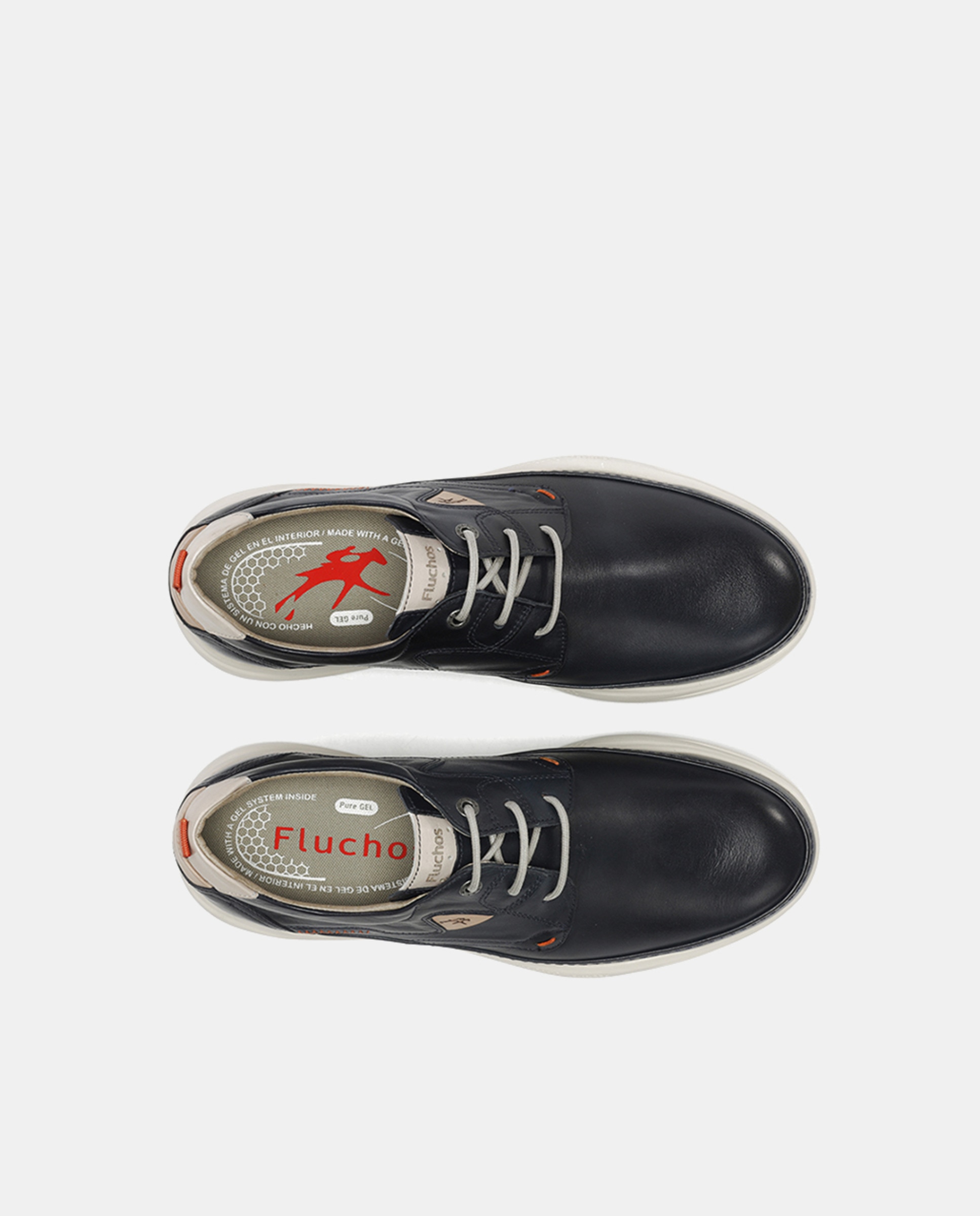 Bluchers em Pele com Sola Ligeira Azul-marinho-5