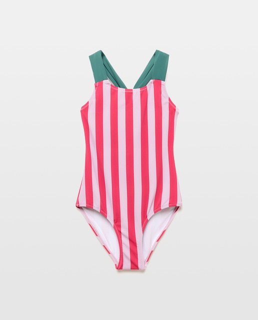 Imagen 0 de Bañador niña nudo rayas tirante contraste