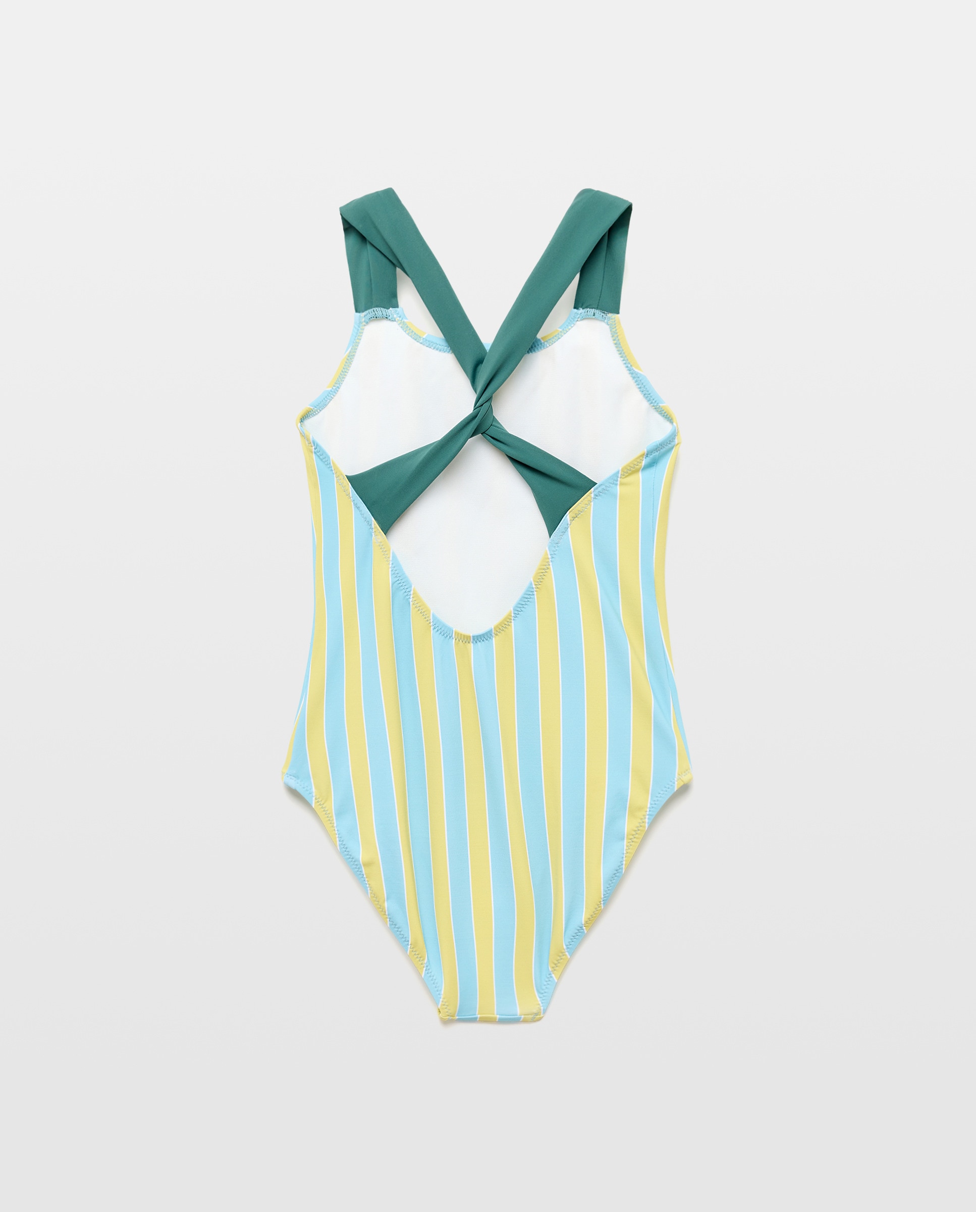 Bañador niña nudo rayas 450 Turquesa-2