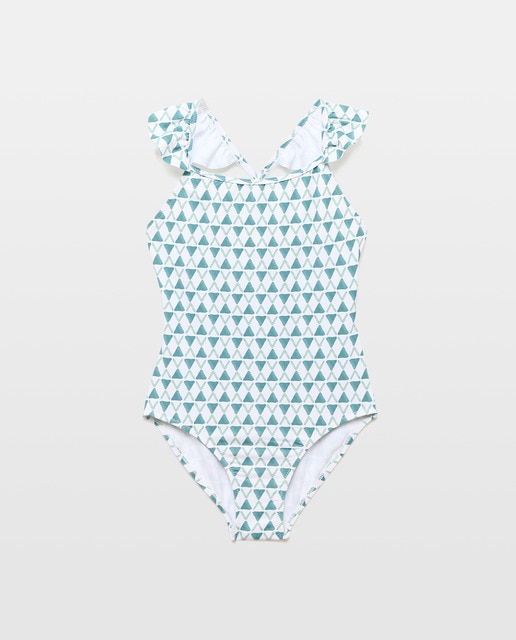 Imagen 0 de Bañador niña volante hombros rayas