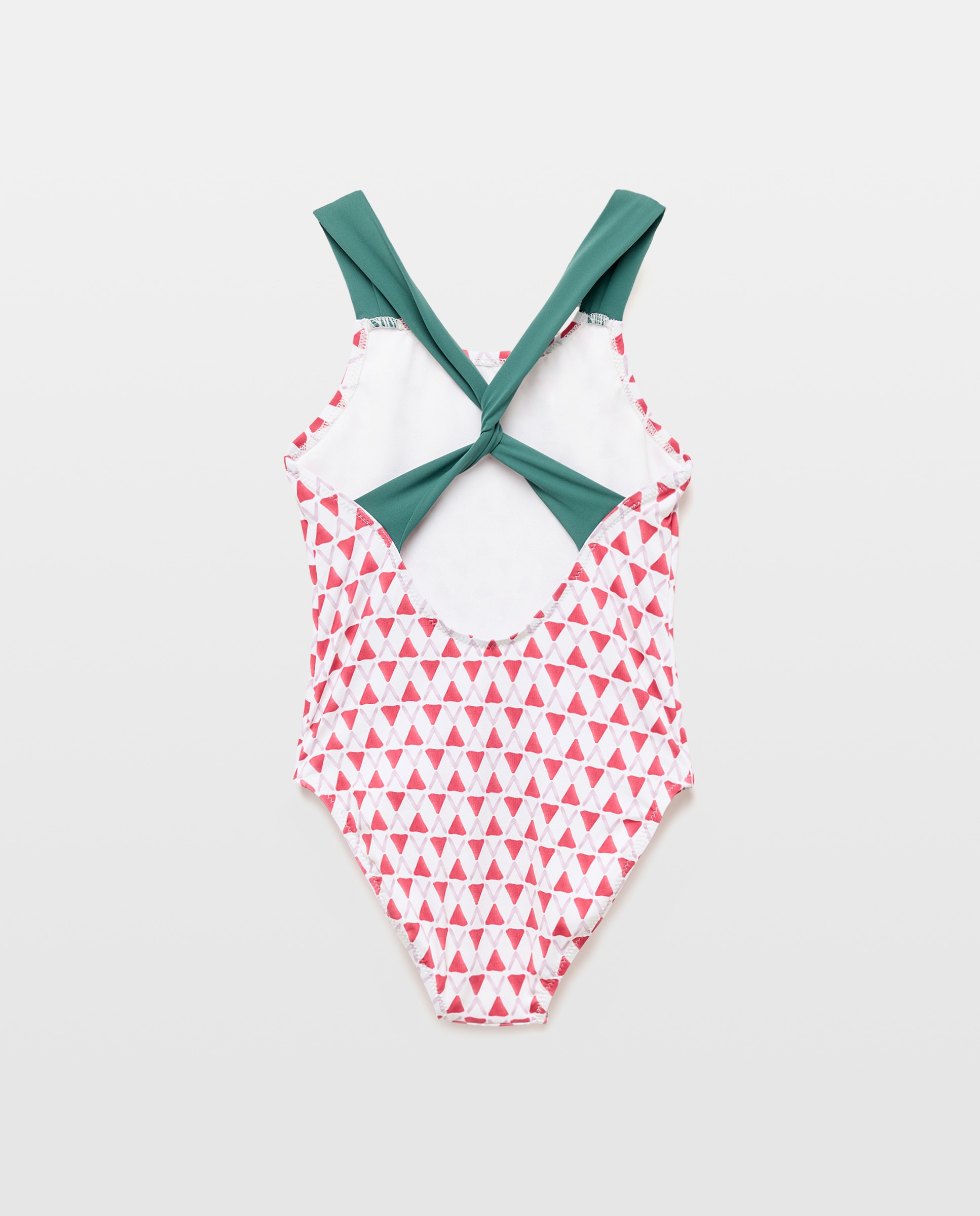 Bañador niña nudo rayas y contraste 450 Turquesa-2