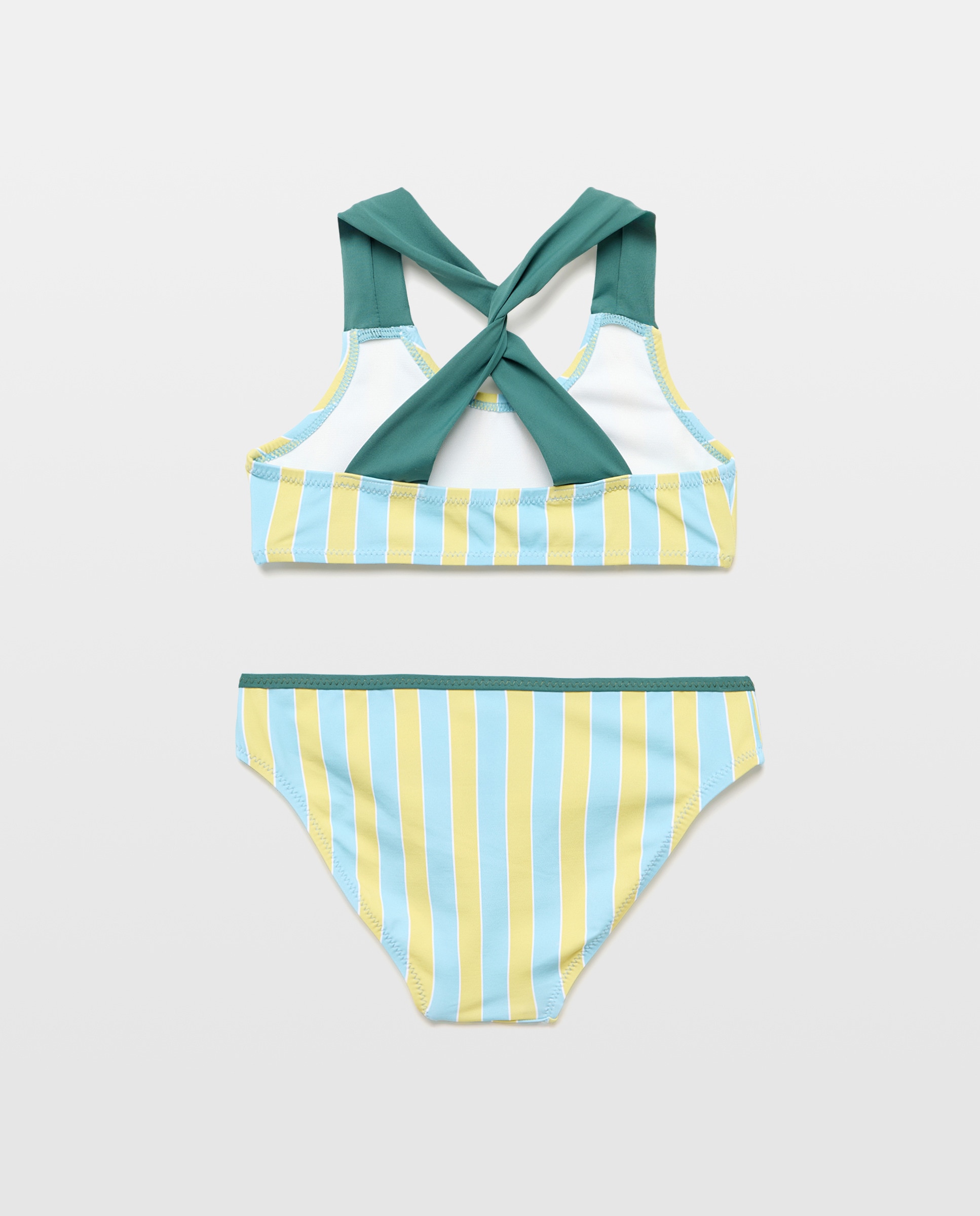 Bikini niña sencillo rayas 450 Turquesa-2