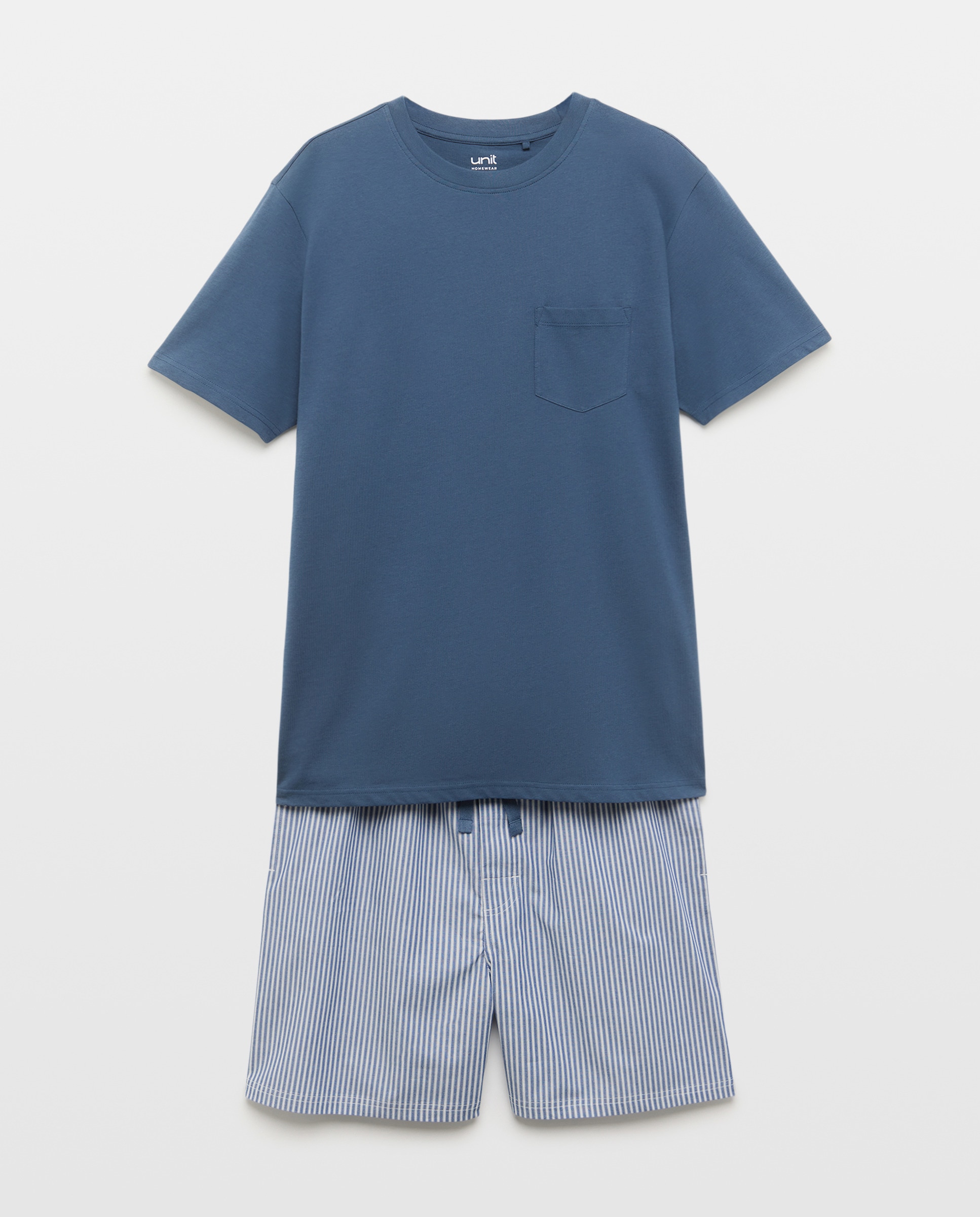 Pijama hombre algodón combinado corto Azul marino-3