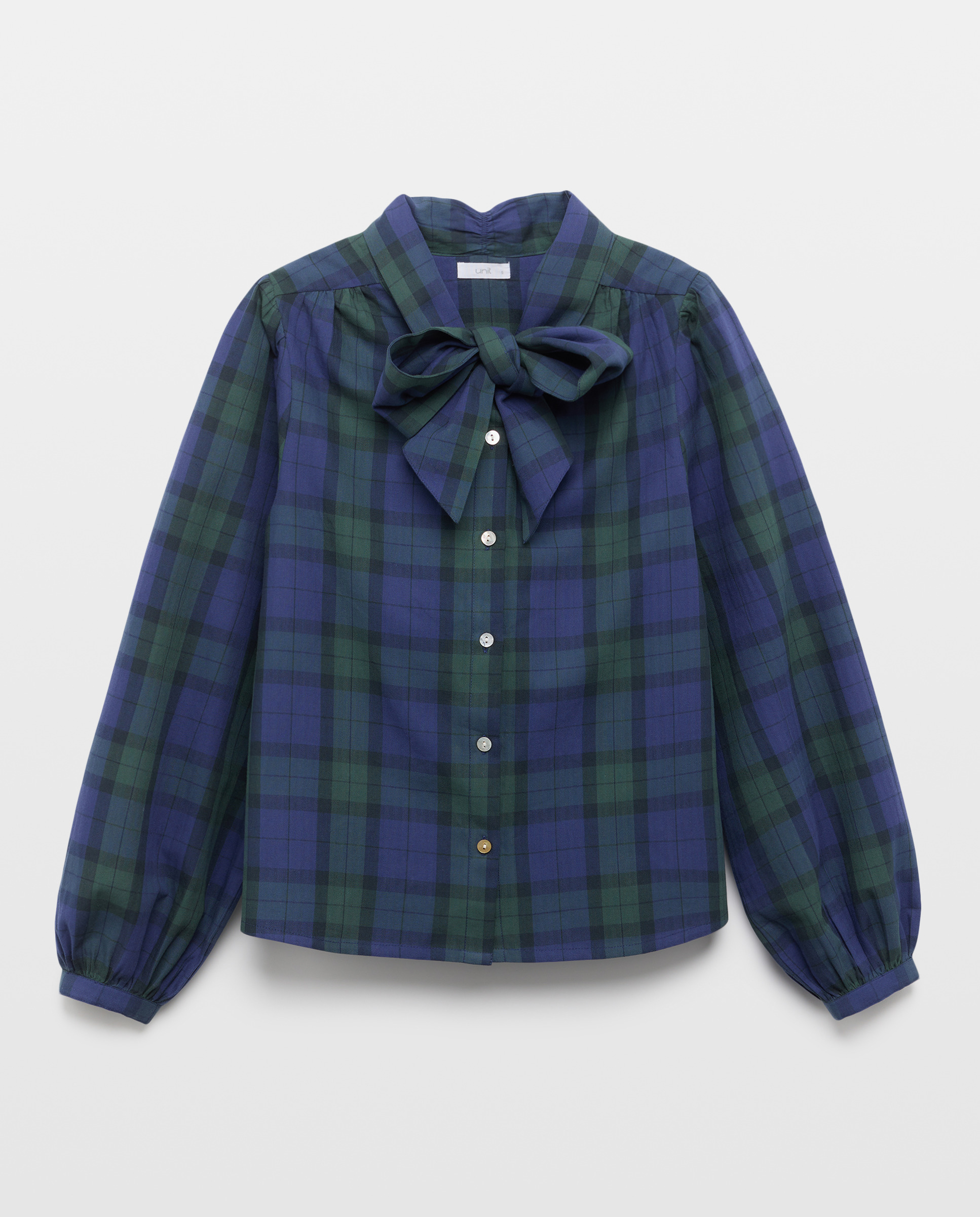 Blusa de mujer con lazada en el cuello total look Azul-4