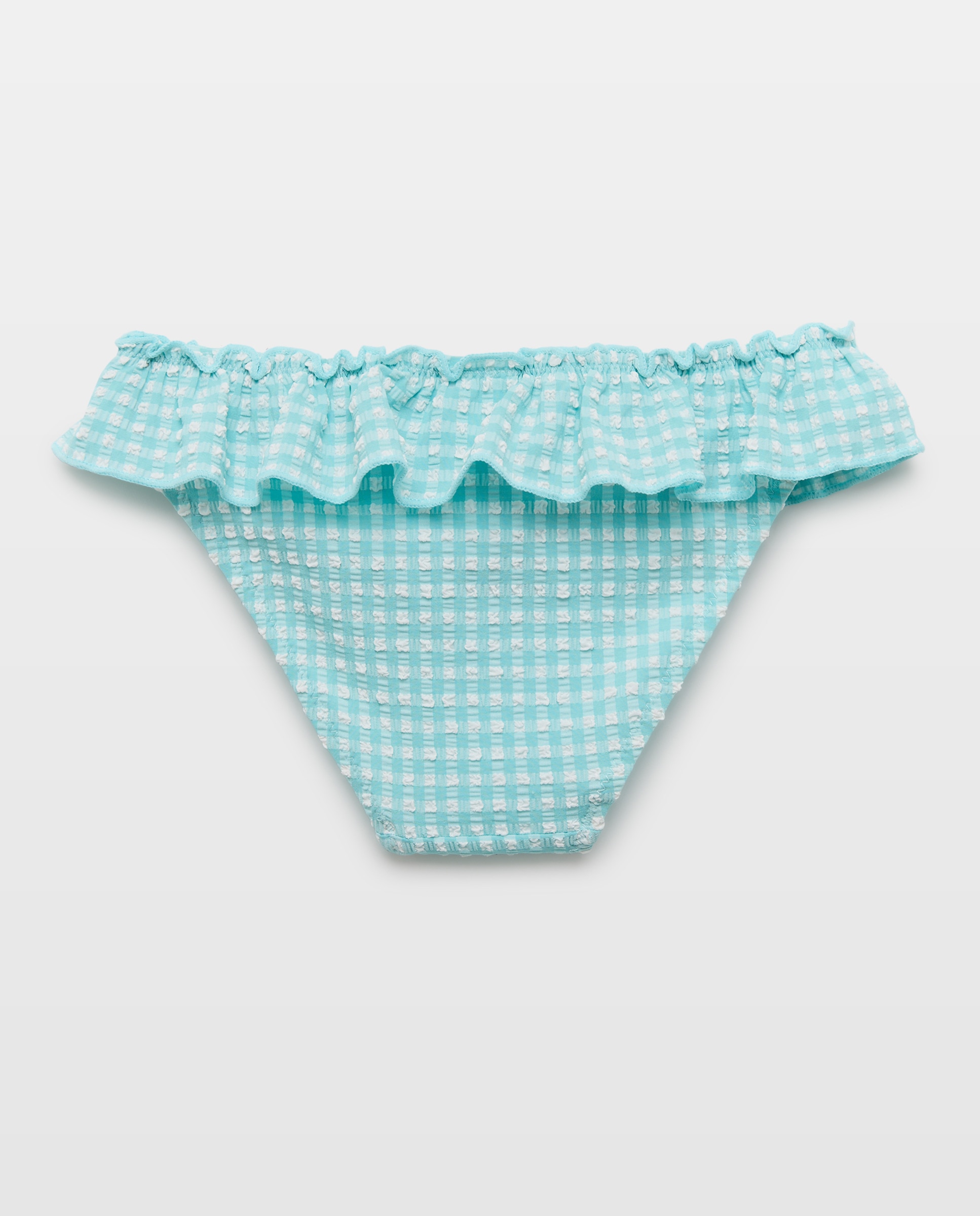 Cueca de Banho Vichy com Folho no Decote Azul-2