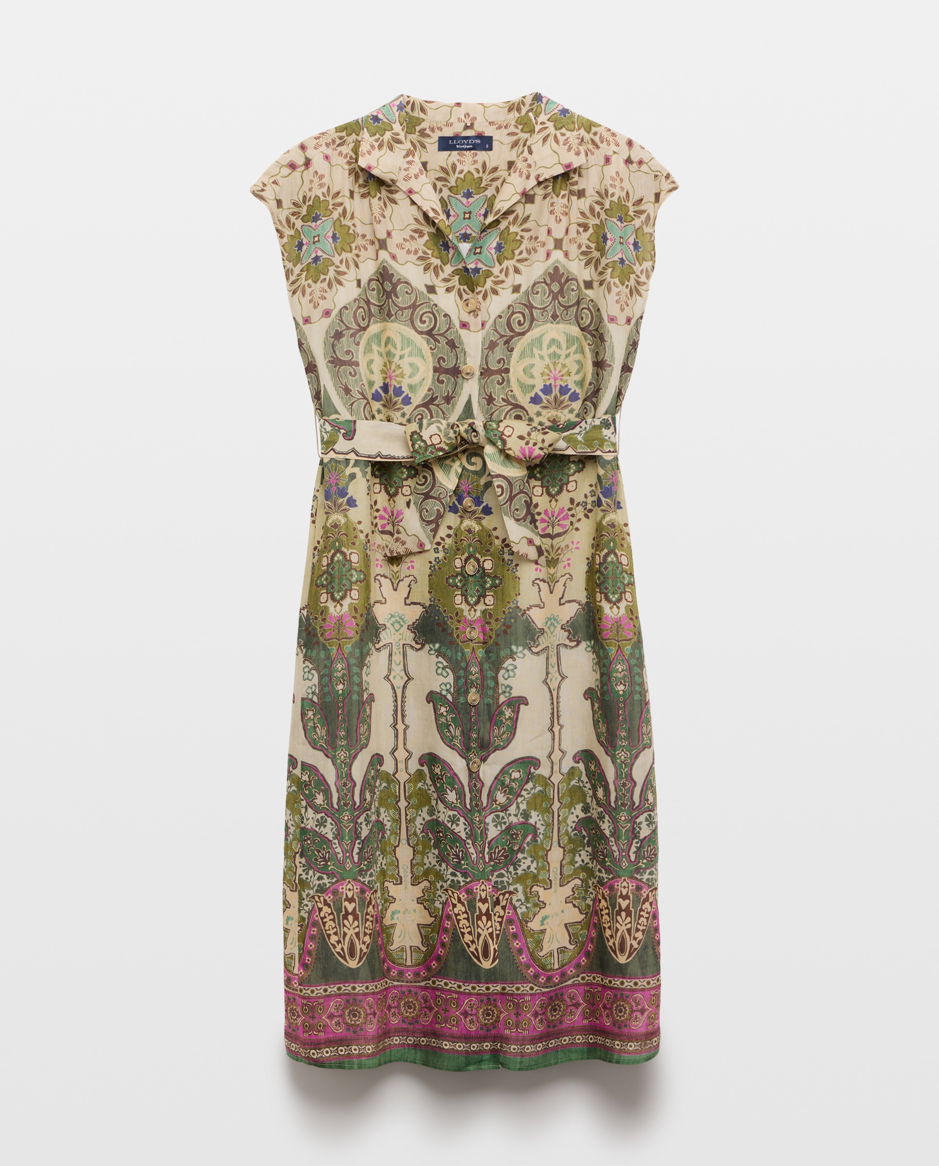 Vestido de Linho sem Mangas Verde-4