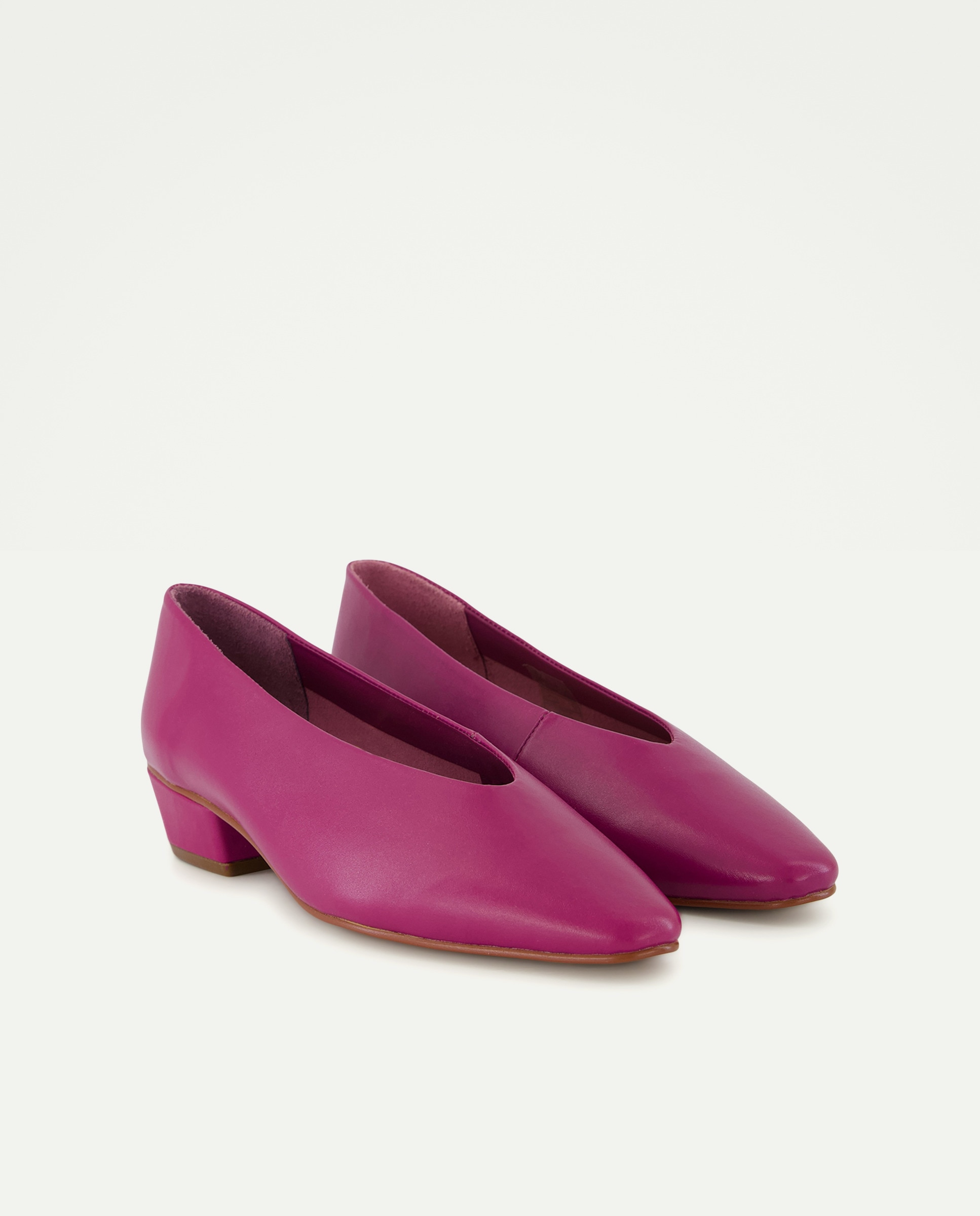 Bailarina de mujer de piel con tacón 240 Fucsia-2