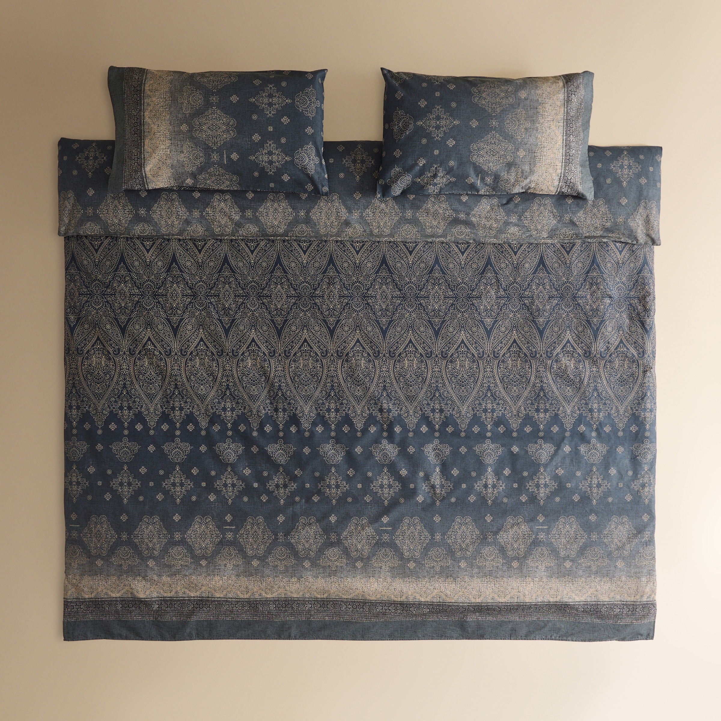 Conjunto de Capa de Edredão de Algodão Kerala Cinzento-2