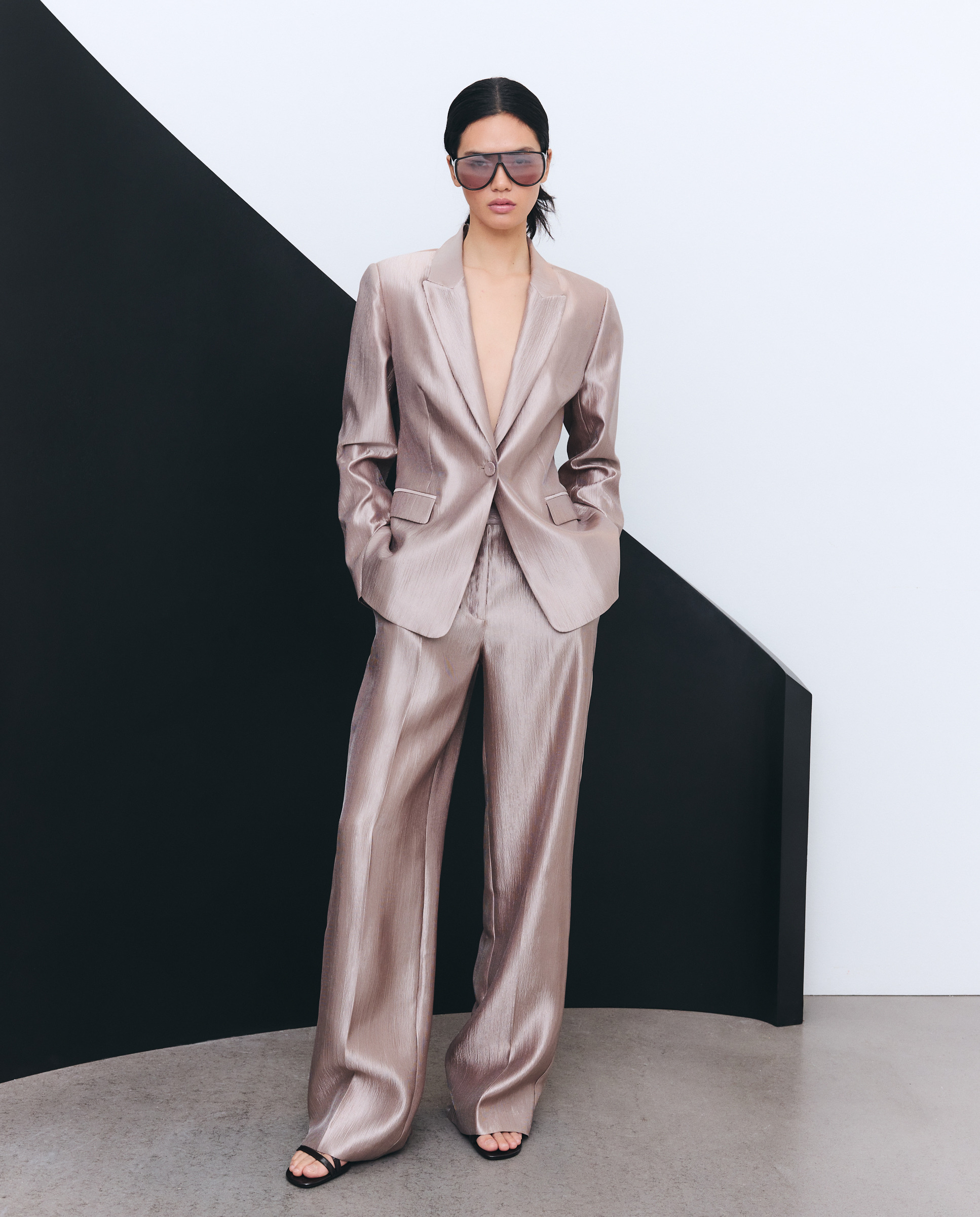 Calças de Fato Laminadas 250 Nude-1