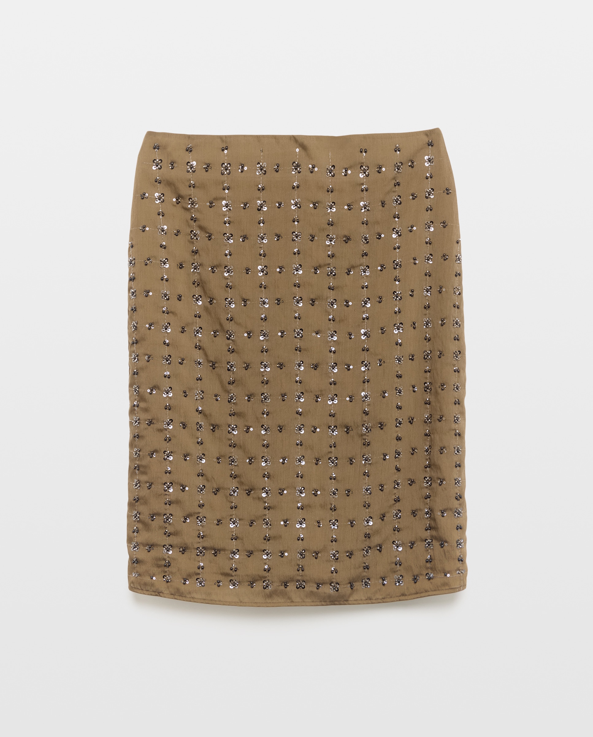 Saia midi de lantejoulas Castanho-5