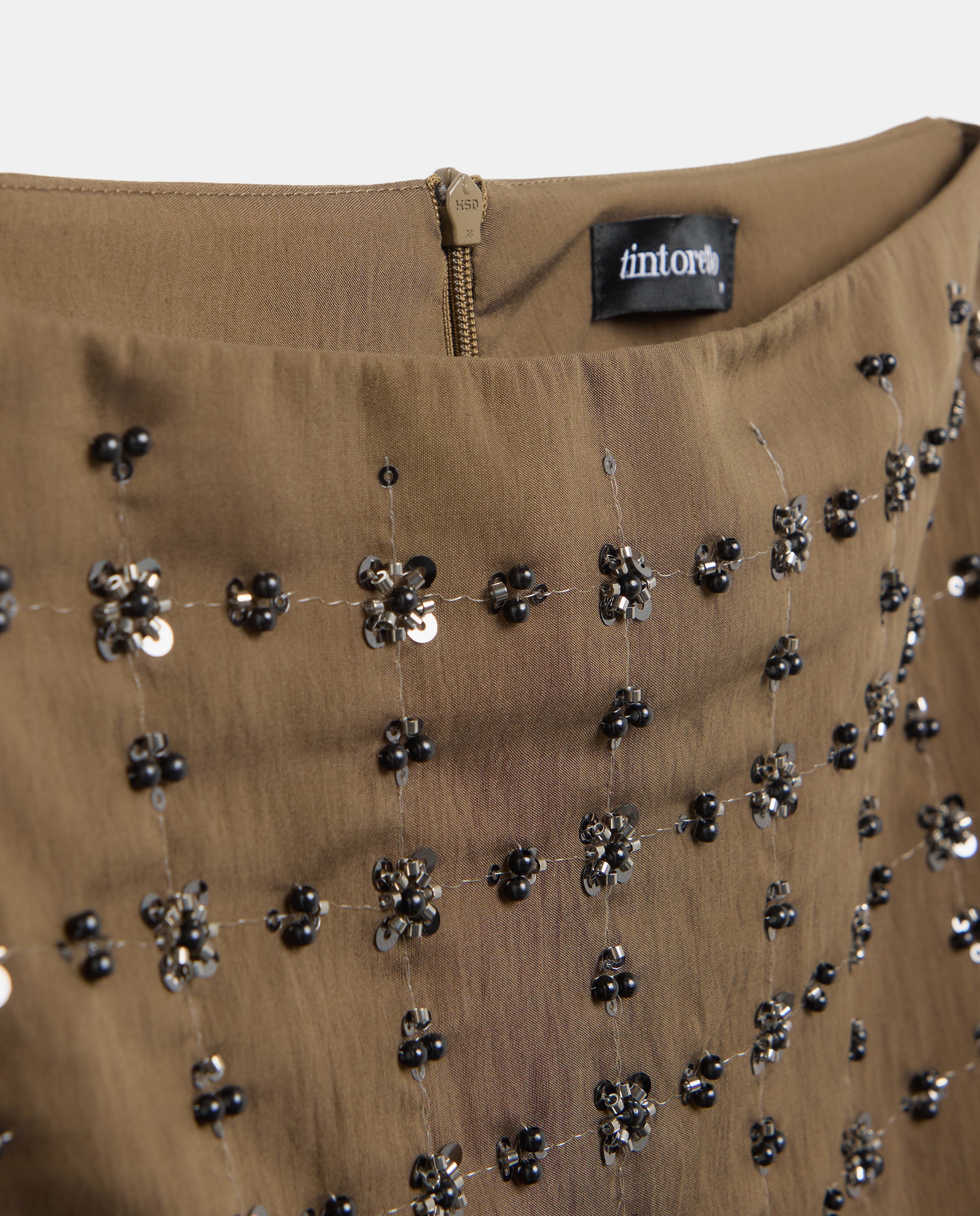 Saia midi de lantejoulas Castanho-6