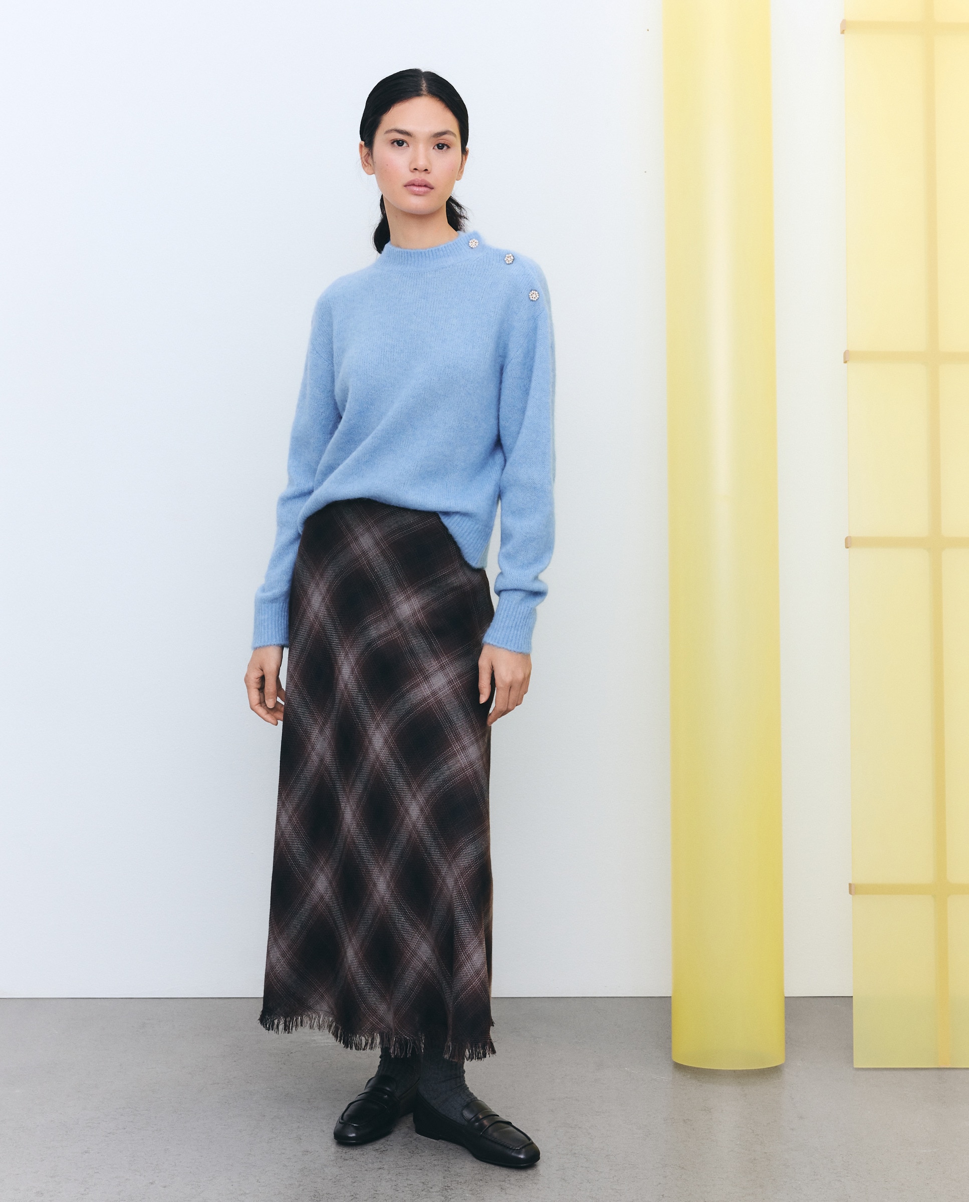 Camisola de Malha com Botões no Ombro 430 Azul Escuro-1