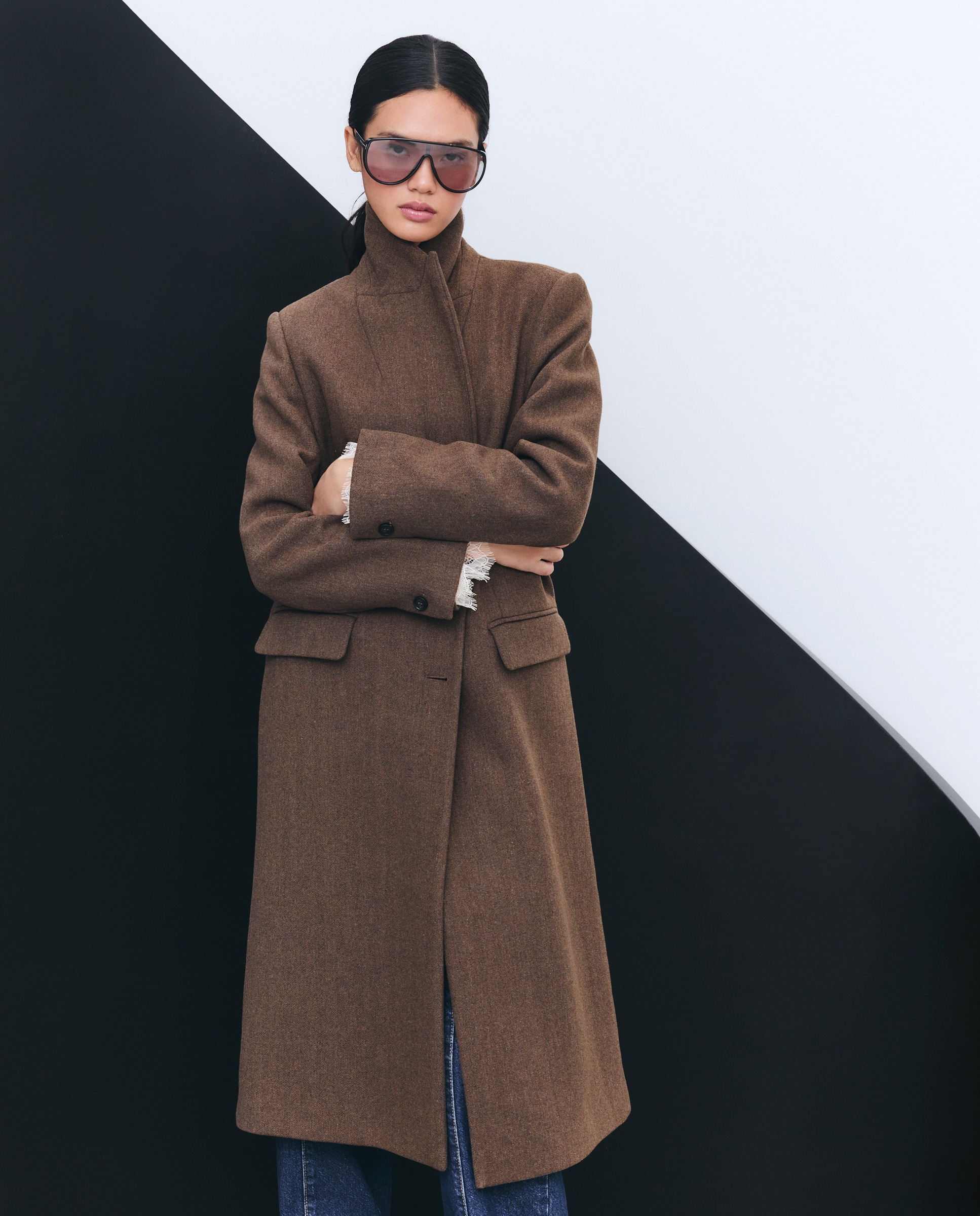 Sobretudo com Gola de Pelo Visom-Escuro-2