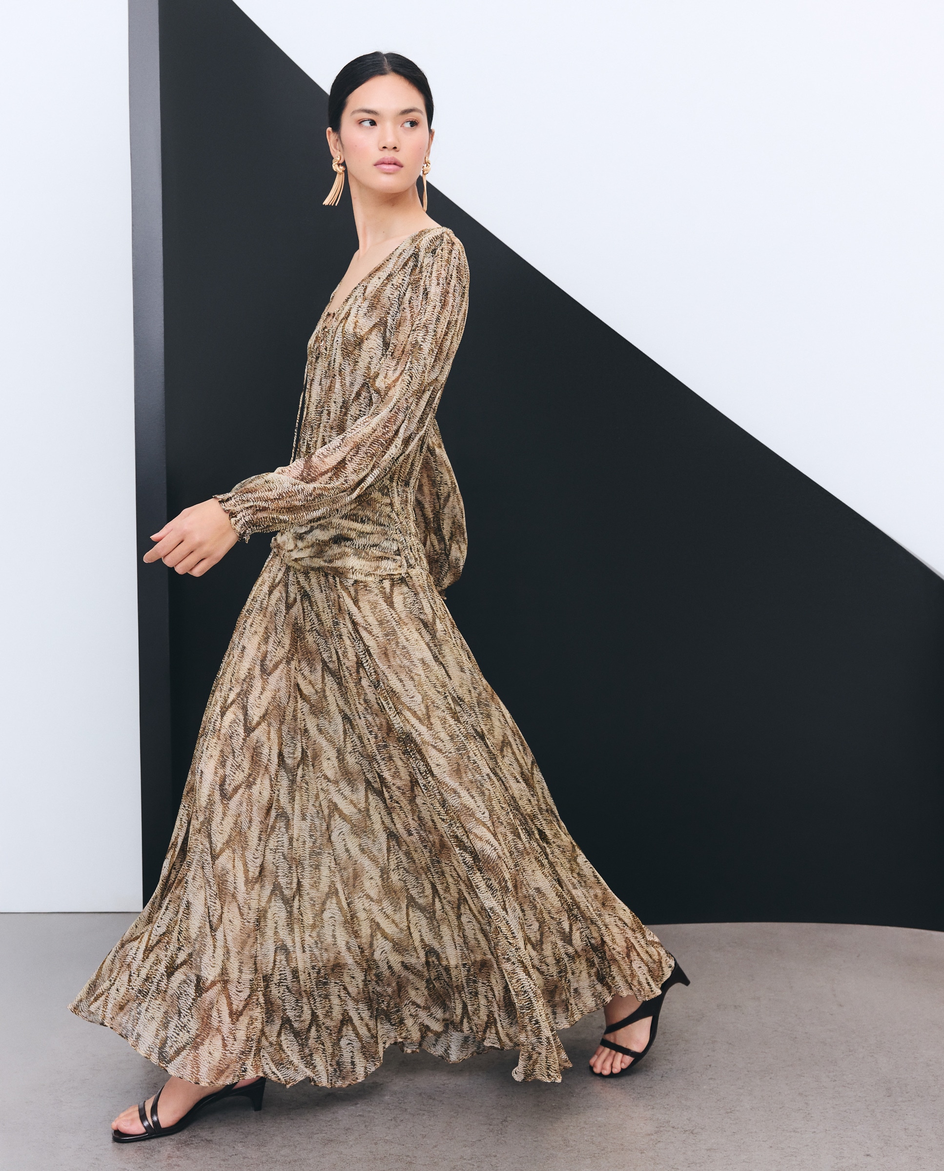 Imagem 0 de Vestido com Manga Comprida e Animal Print de Réptil