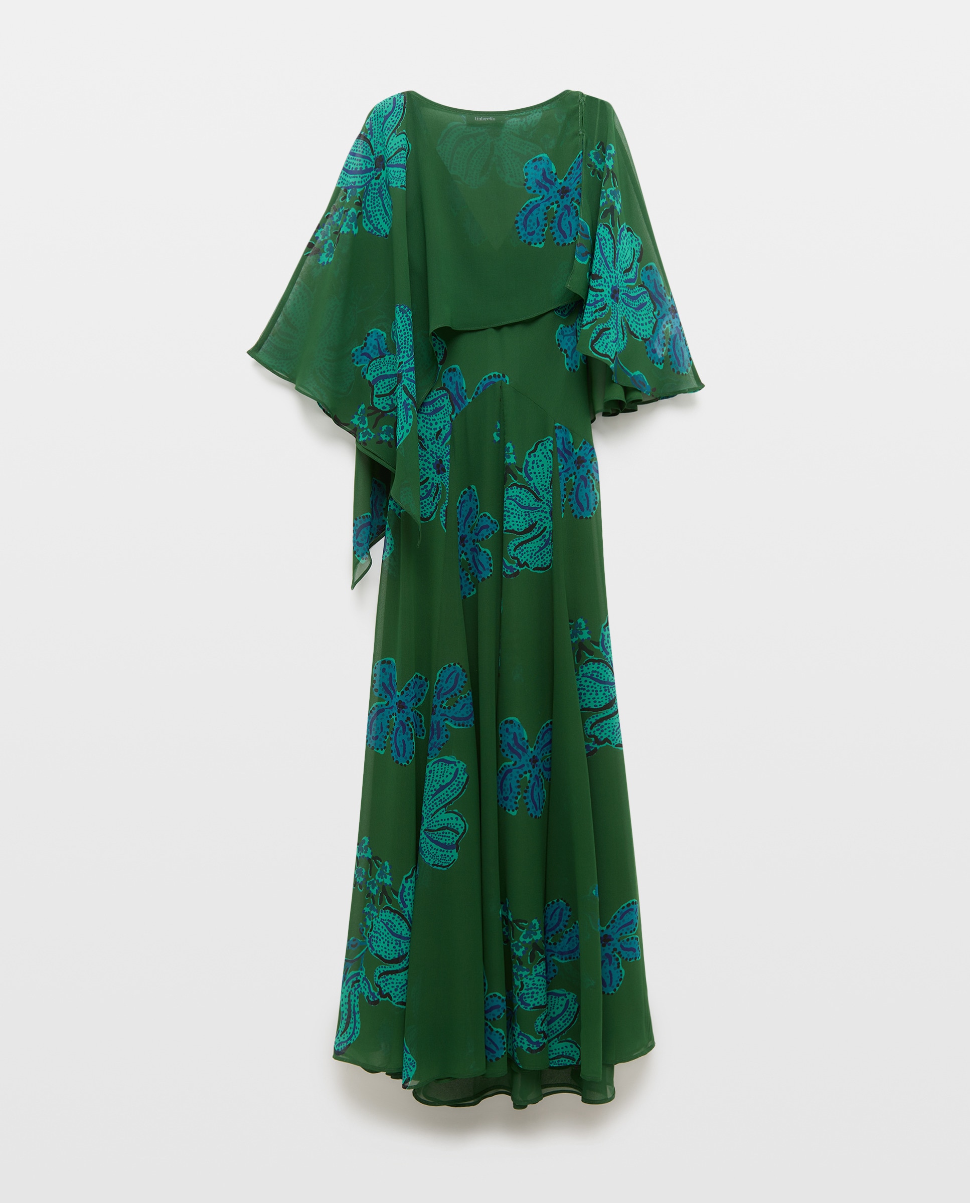 Vestido Estampado Comprido com Alças Verde-5