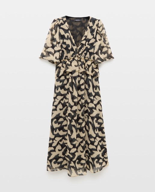 Imagem 0 de Vestido de Manga Curta com Folho na Cintura