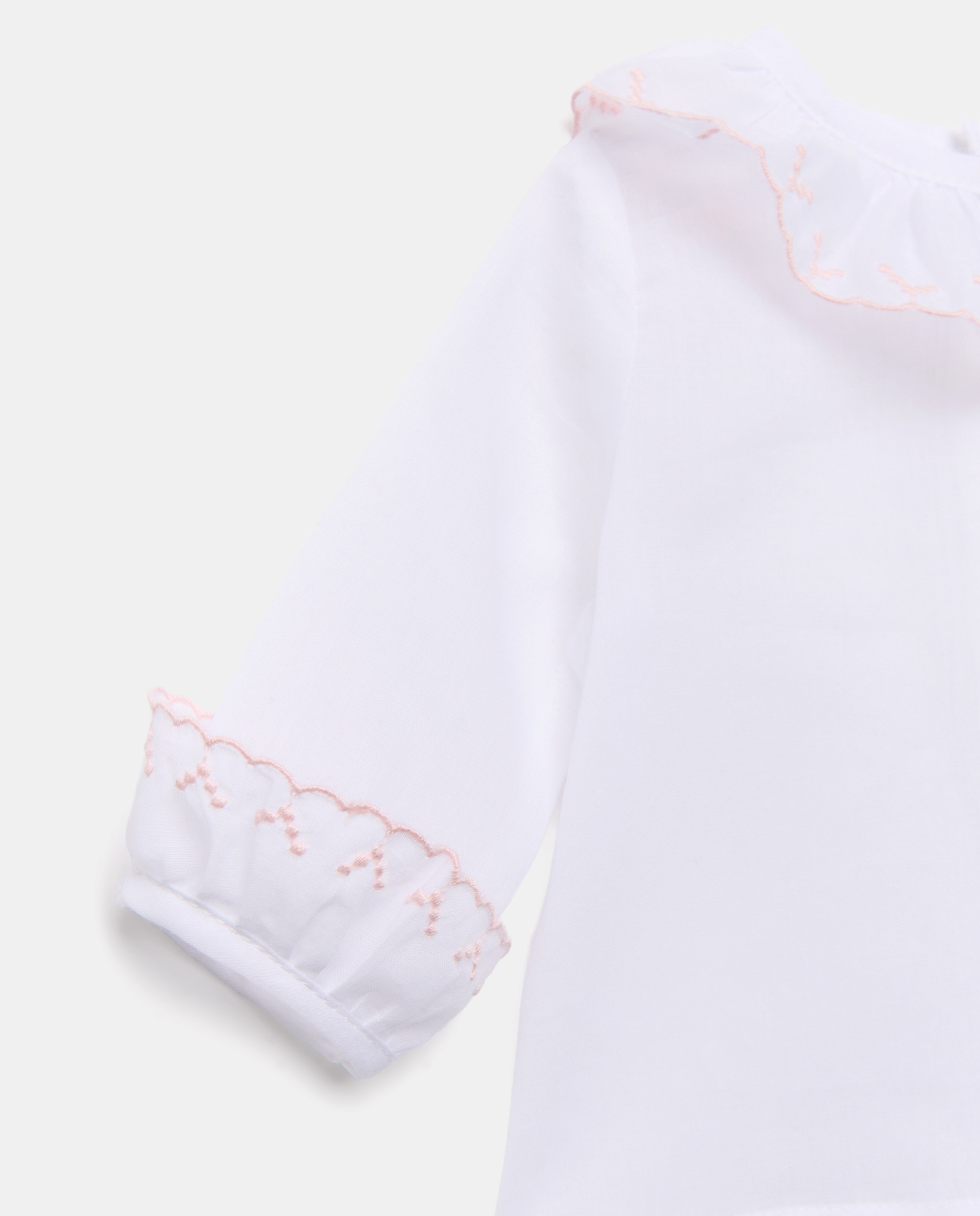 Camisa Básica de Bebé com Manga Comprida com Festão Branco-3