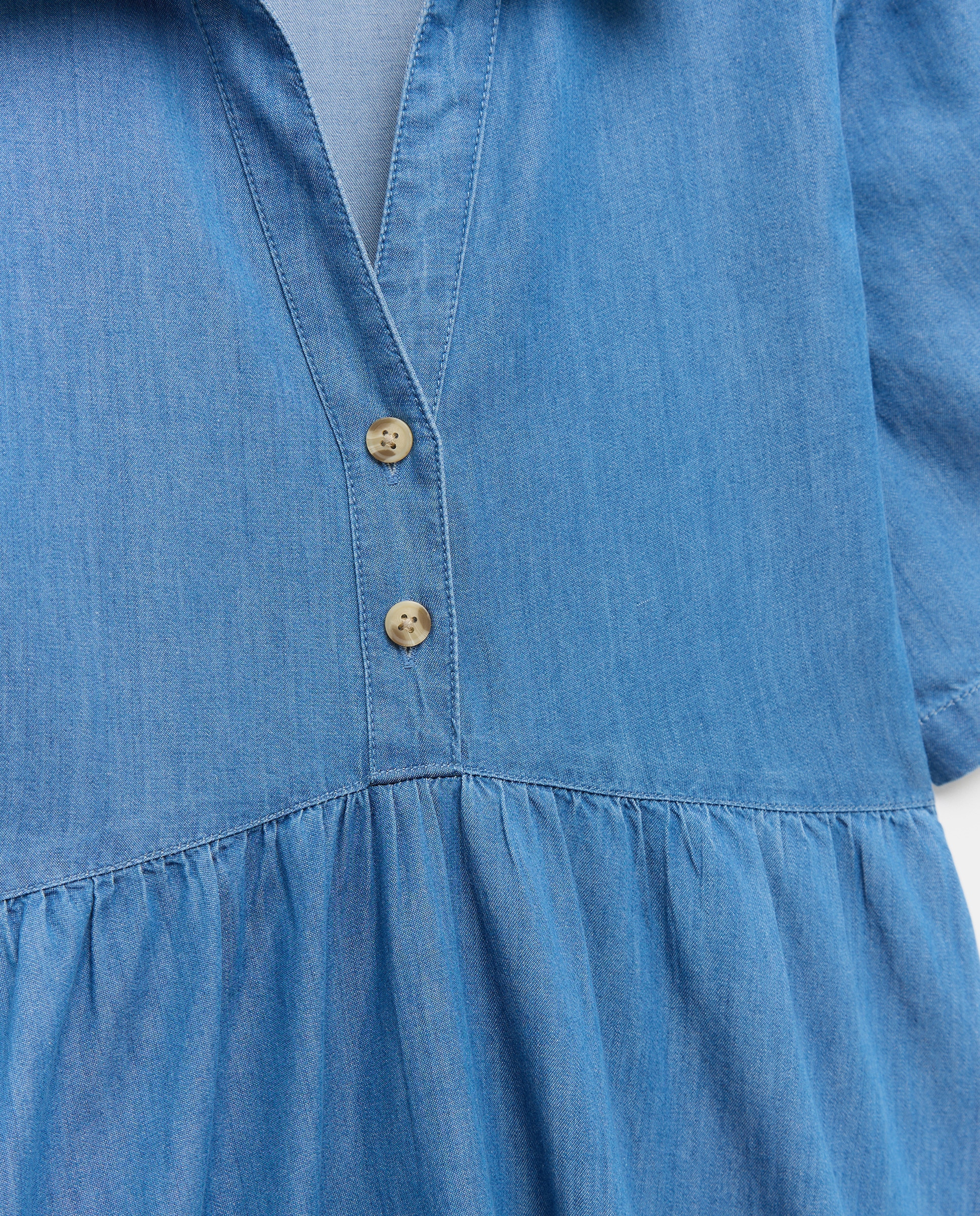 Vestido de Ganga Comprido com Painéis Índigo-4