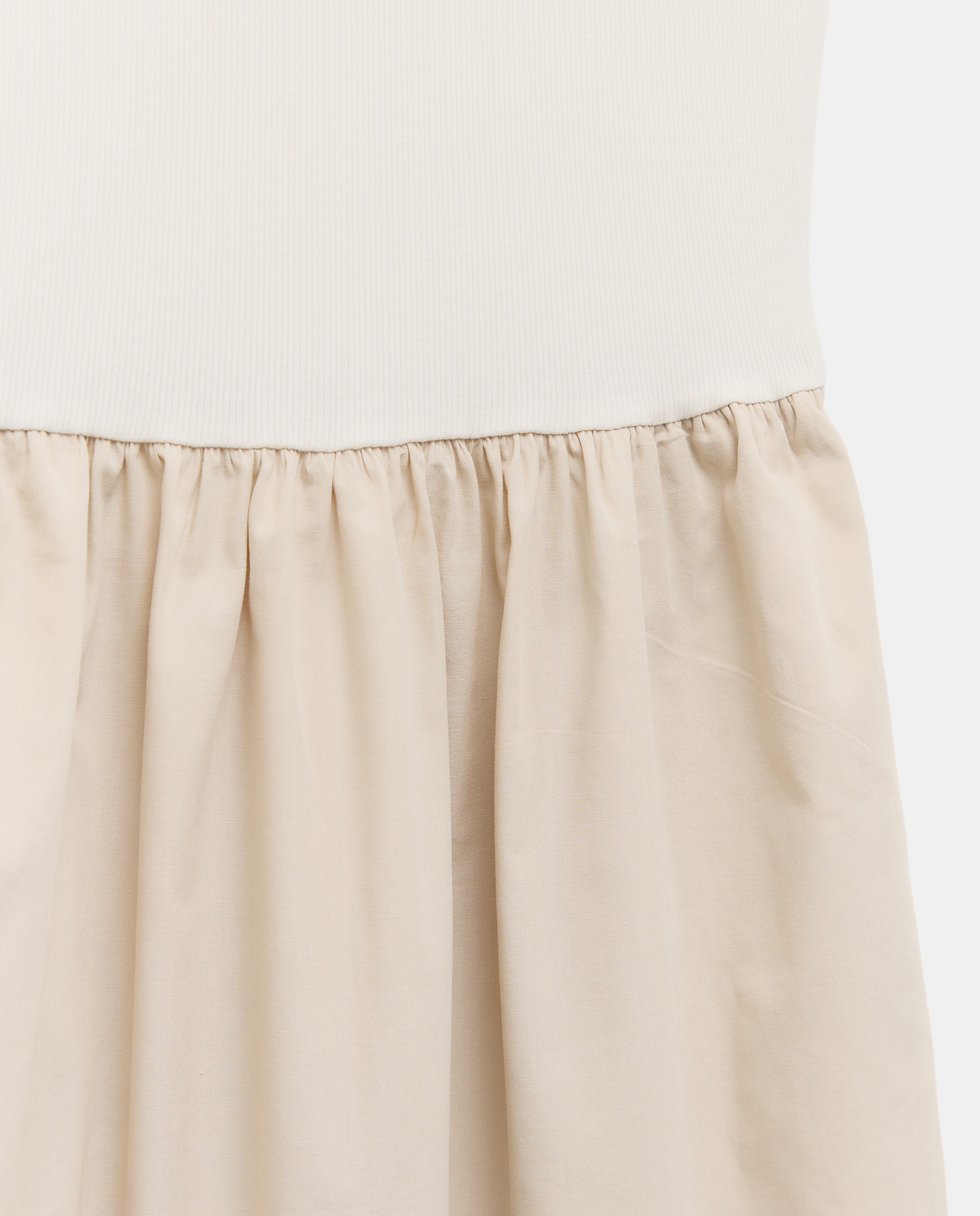 Vestido Midi Combinado sem Mangas Bege-6