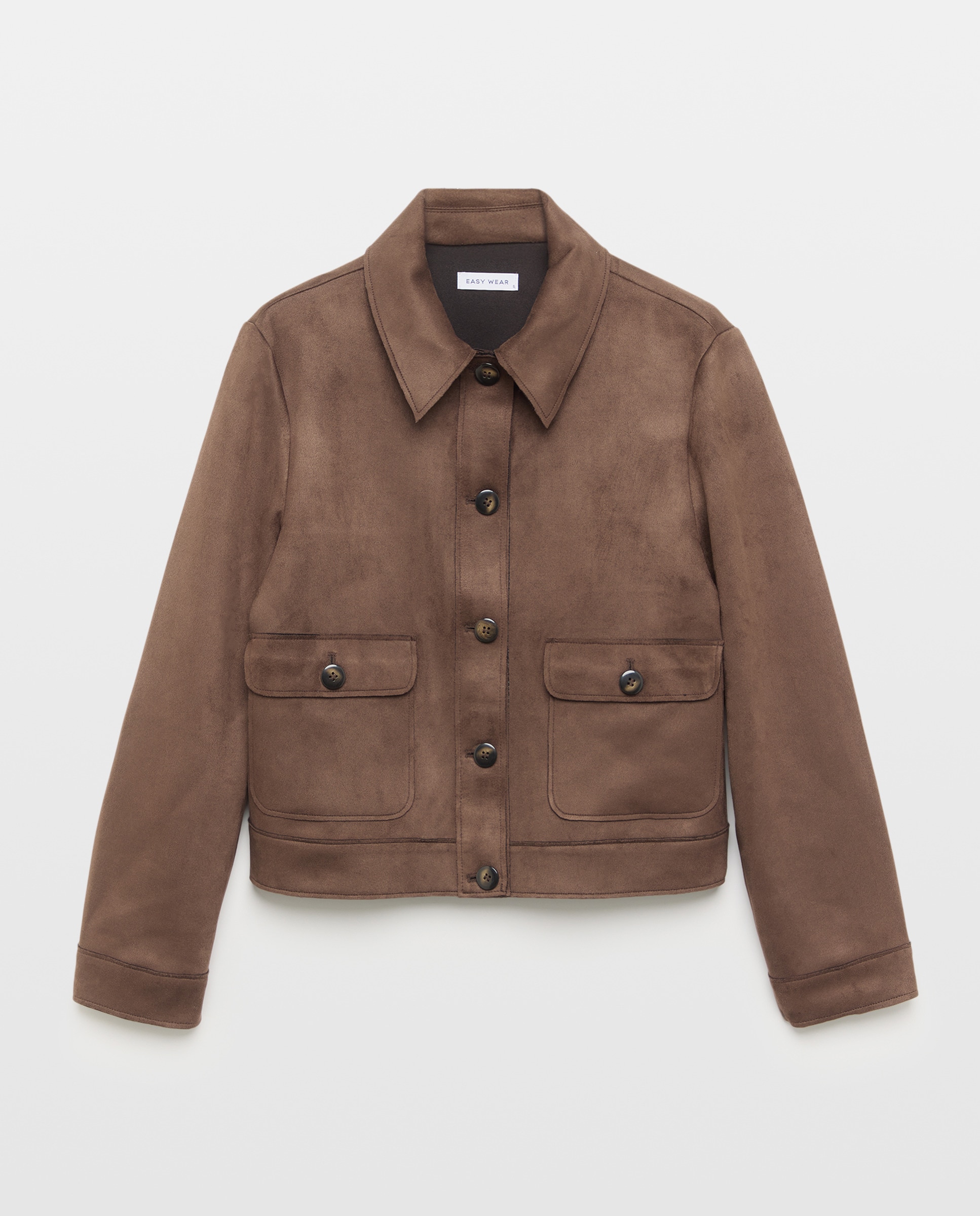 Blusão com Efeito de Camurça Chocolate-4