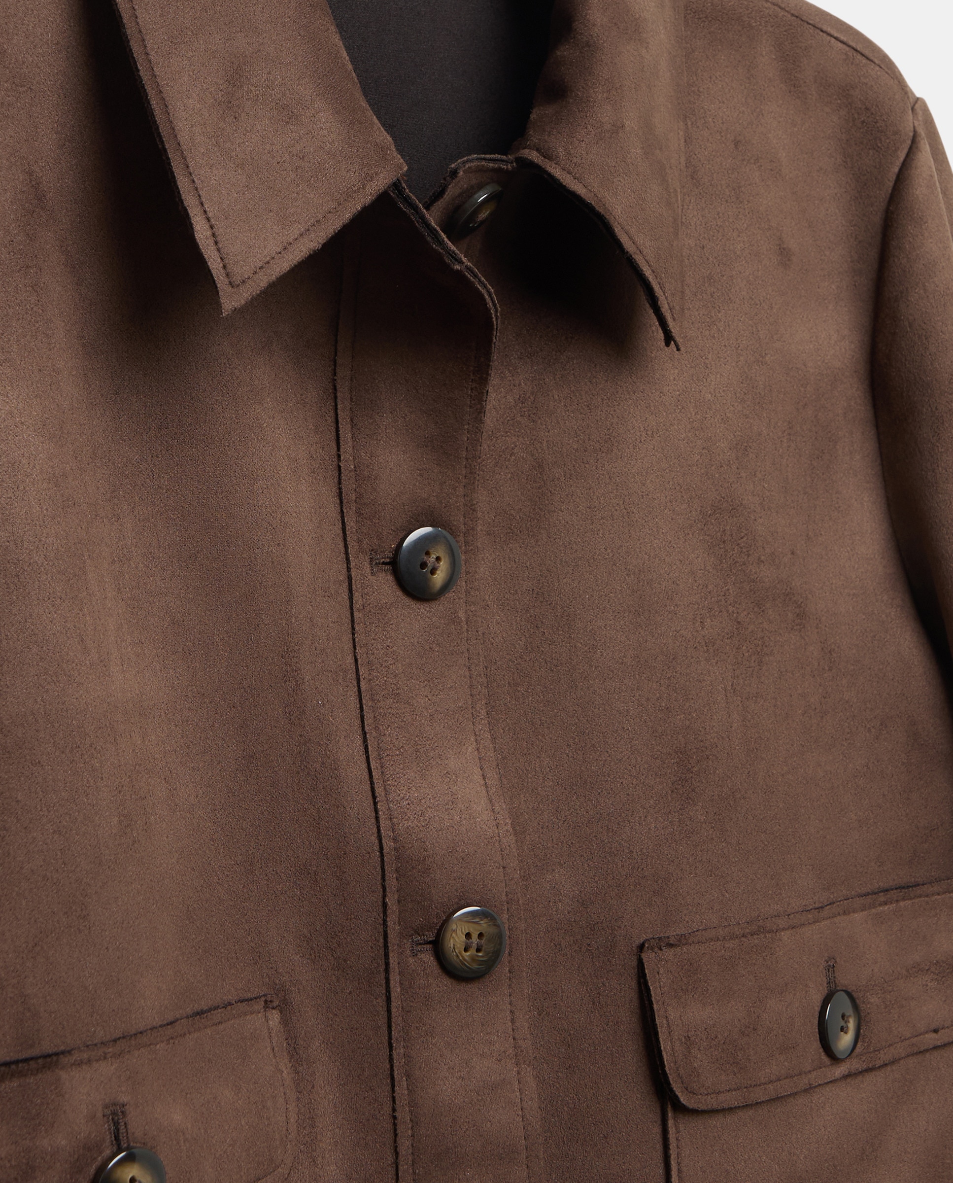 Blusão com Efeito de Camurça Chocolate-5