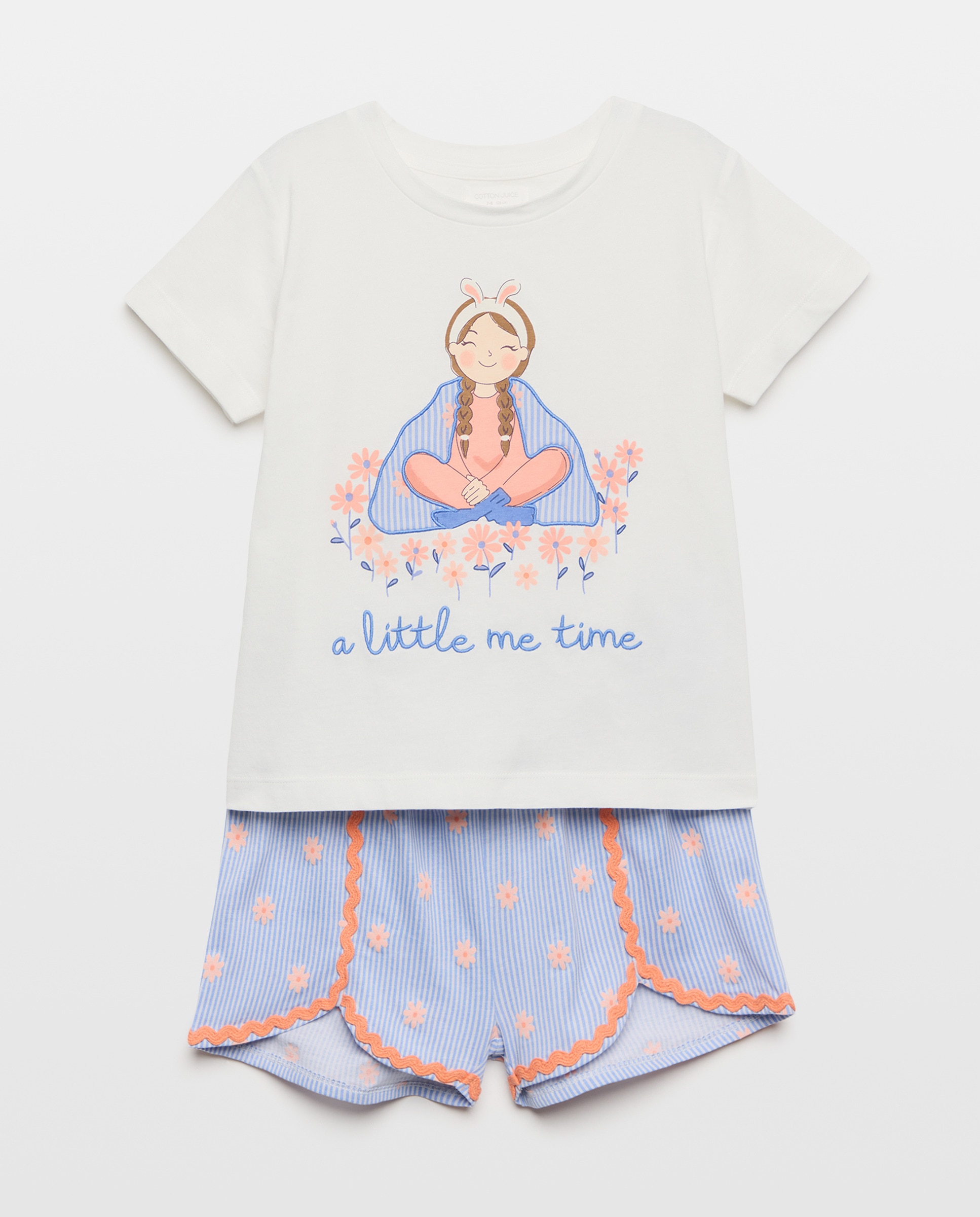 Pijama Curto com Estampado de Fantasia Azul-4