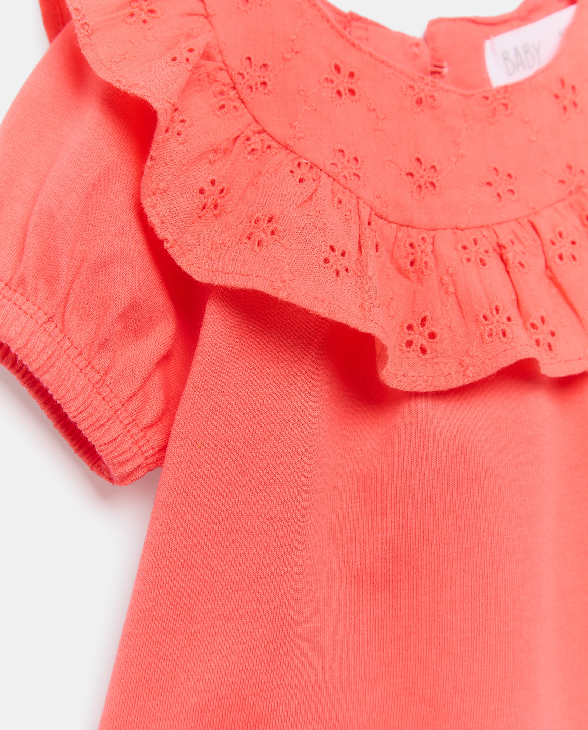 T-shirt de Manga Curta de Bebé com Decote Plano com Folho Baby El Corte Inglés 630 Coral-3