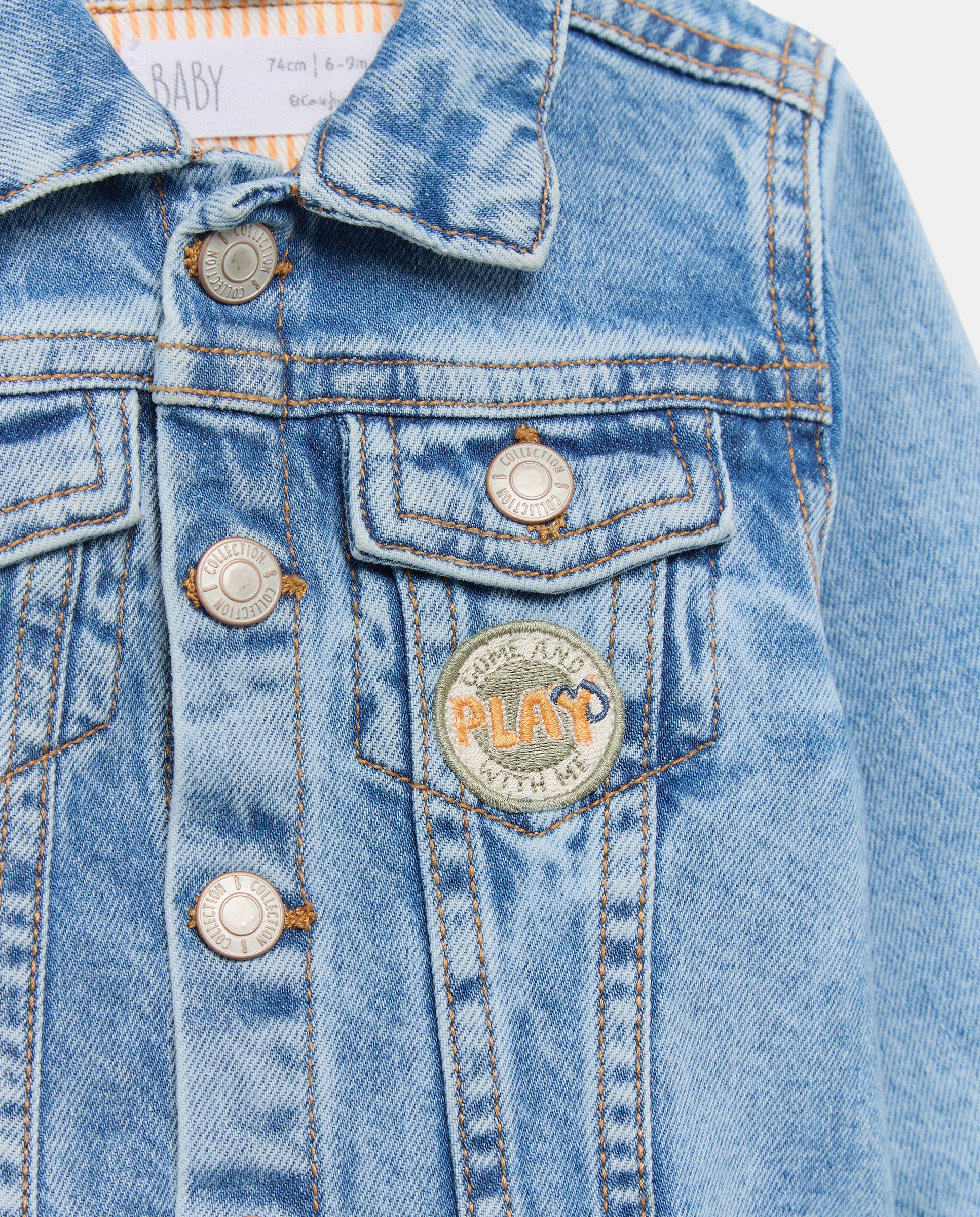 Blusão de Ganga Lisa de Bebé Cerúleo-3