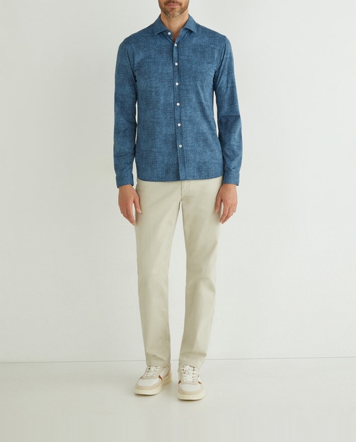 Imagen 0 de Camisa de hombre regular estampada azul