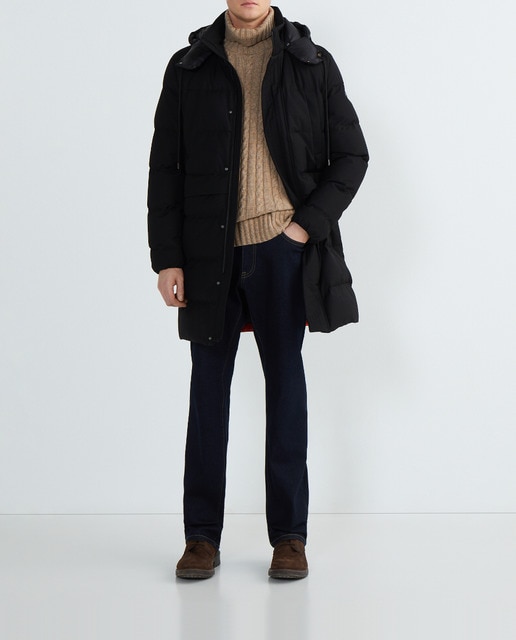 Imagen 0 de Parka larga de hombre acolchada capucha desmontable