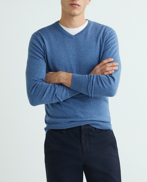 Imagen 0 de Jersey de algodón de cuello pico de hombre