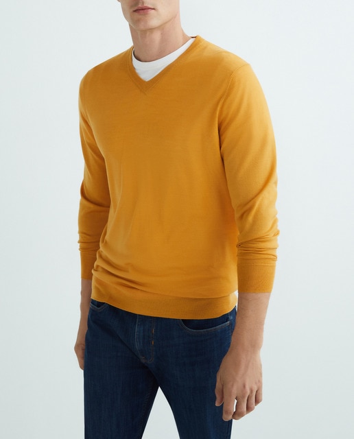 Imagen 0 de Jersey de hombre cuello pico liso 100% merino