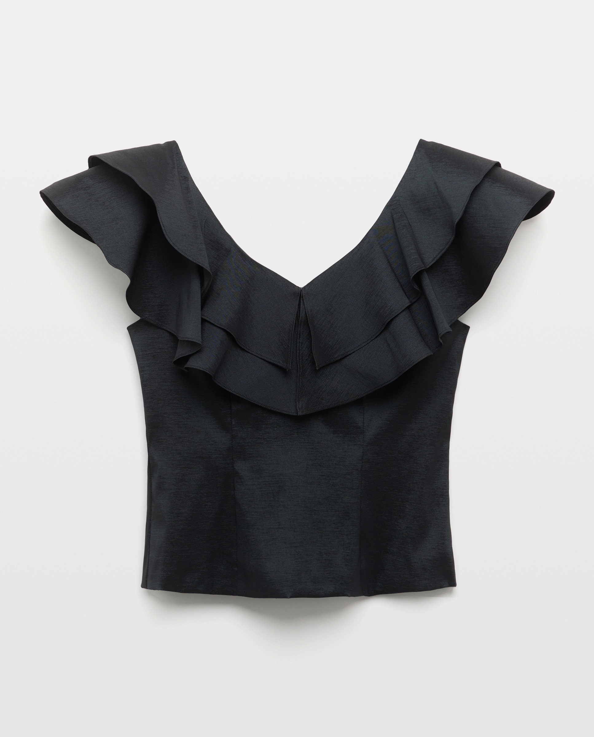 Top sem Mangas e com Folhos Preto-4