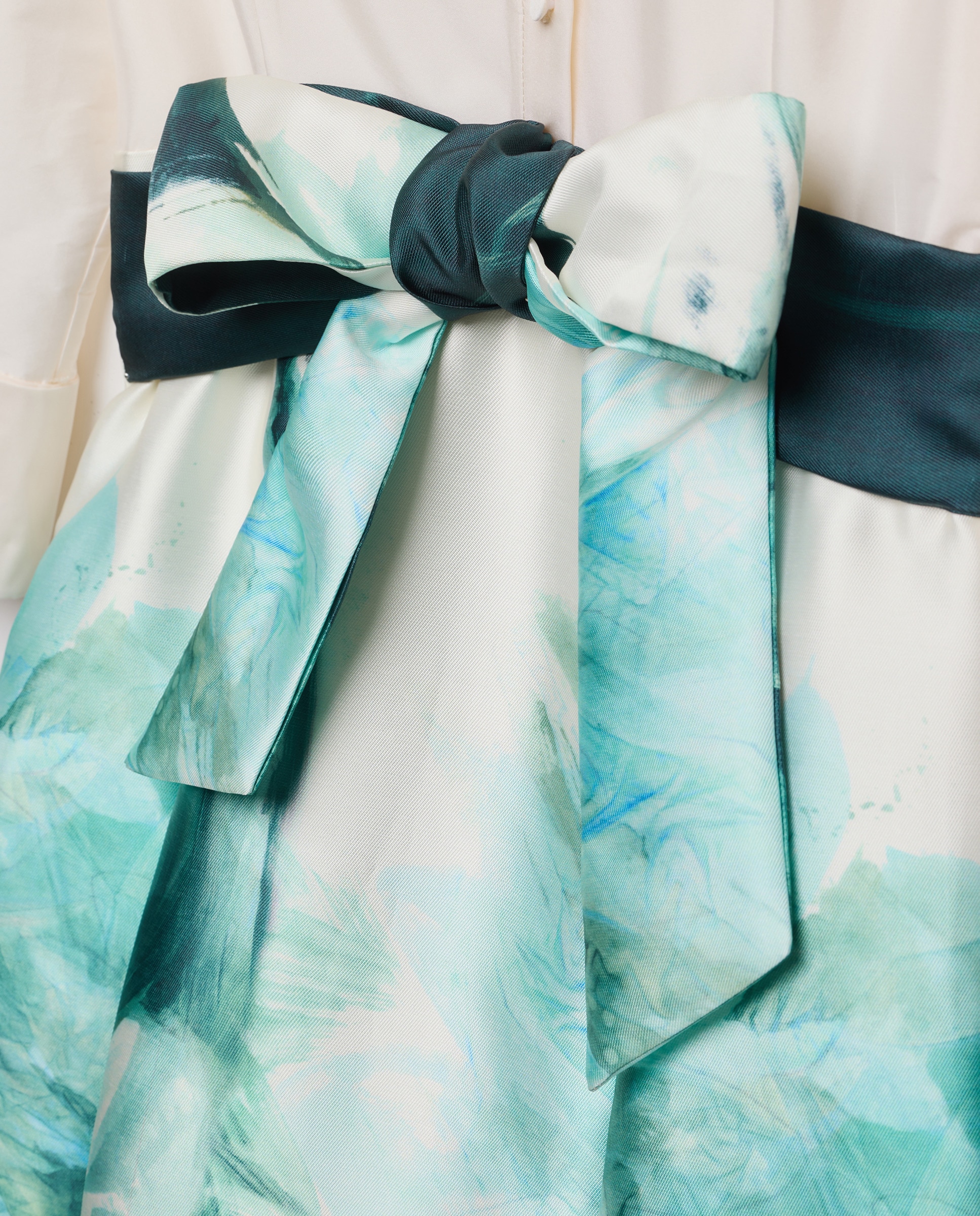 Vestido Comprido com Manga 3/4 - Top Branco Verde-6