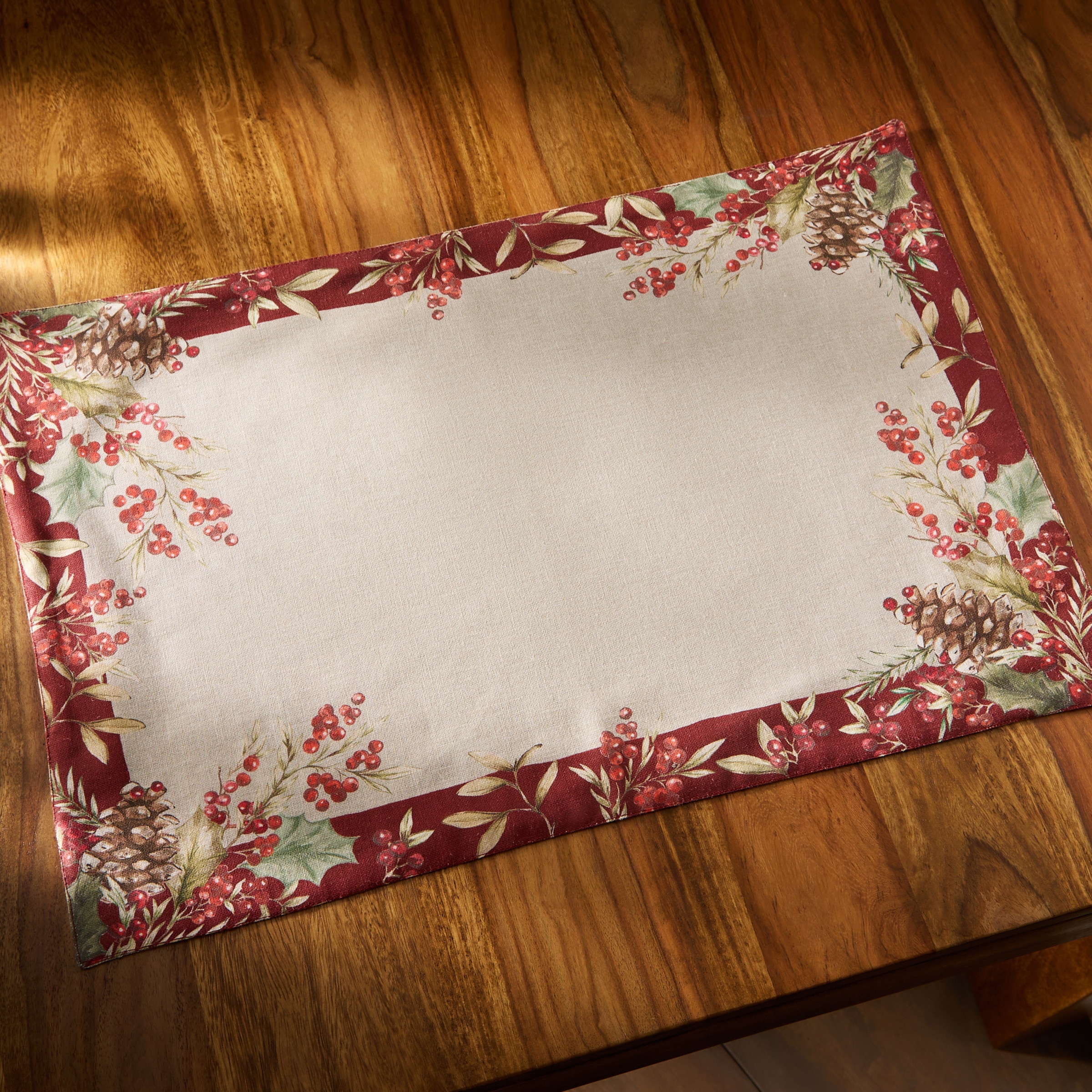 Individual de Linho e Algodão Grinalda Vermelho-1