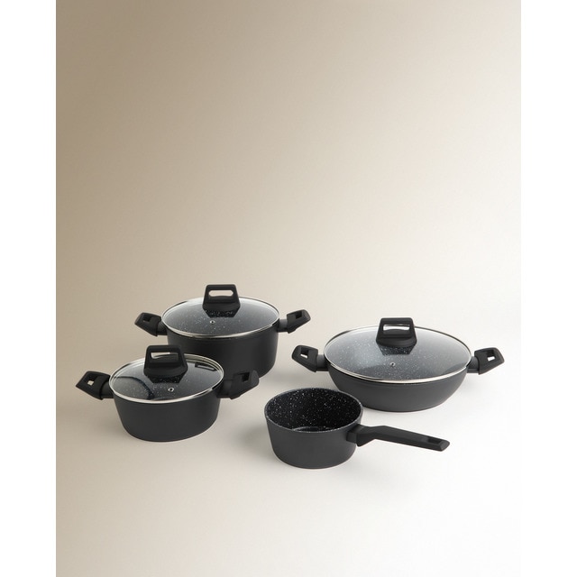 Imagen 0 de Batería de cocina de 4 piezas de aluminio forjado efecto piedra Stone