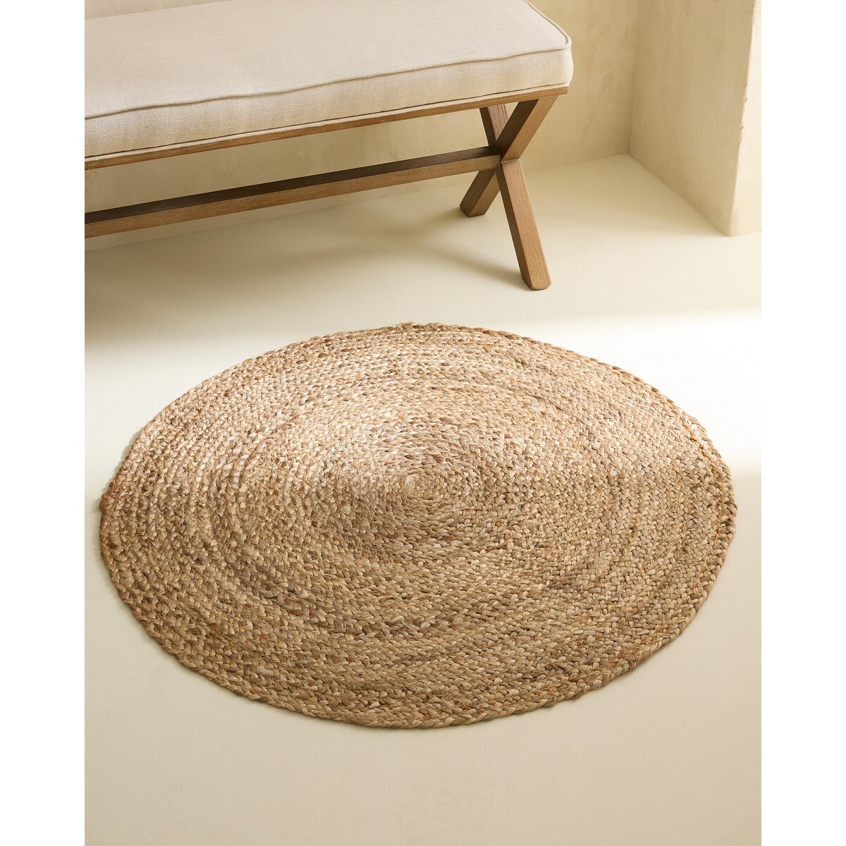 Tapete Redondo Vegetal Tobago Bege-1