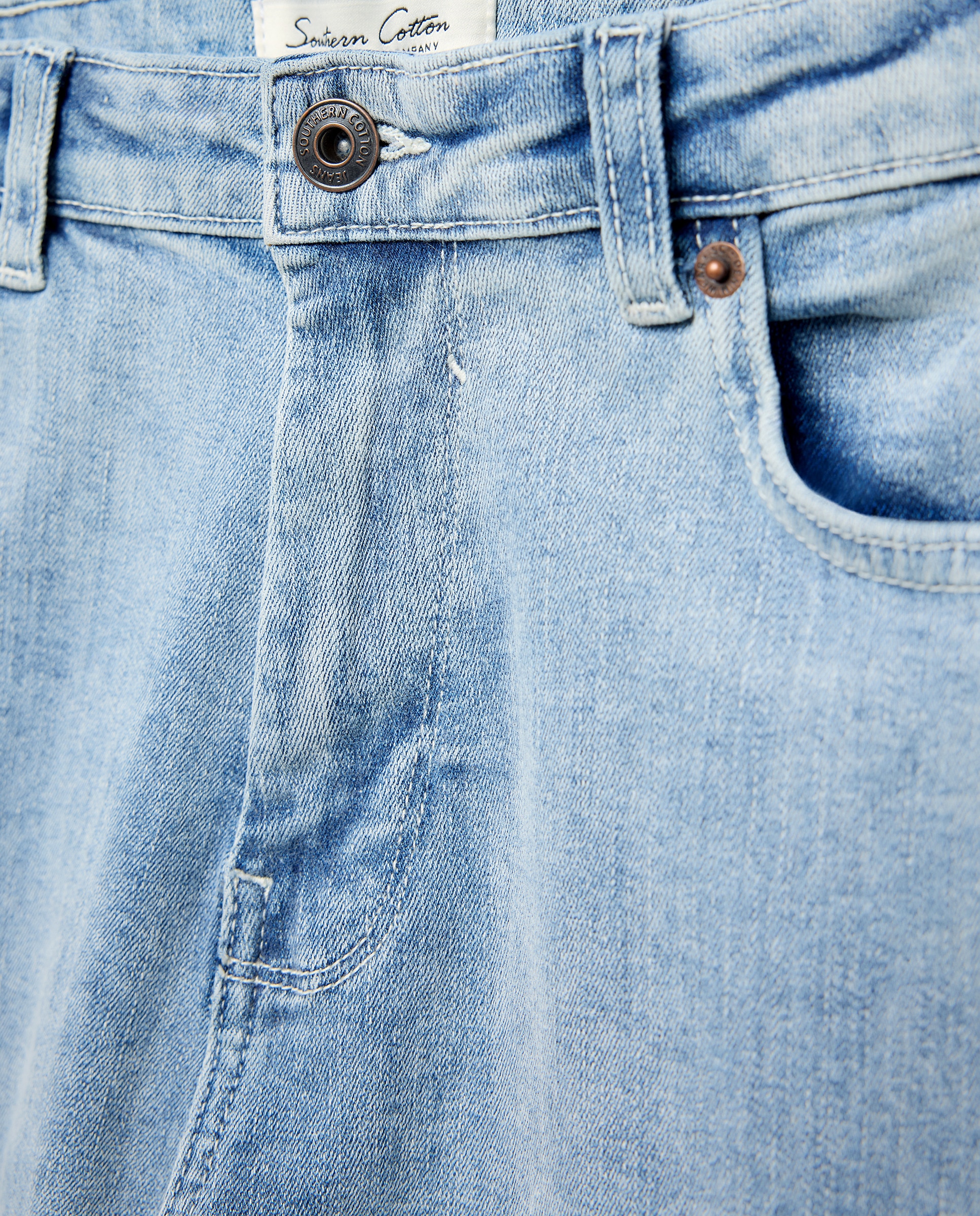 Jeans de 5 Bolsos com Bordado Vertical Azul pálido-5